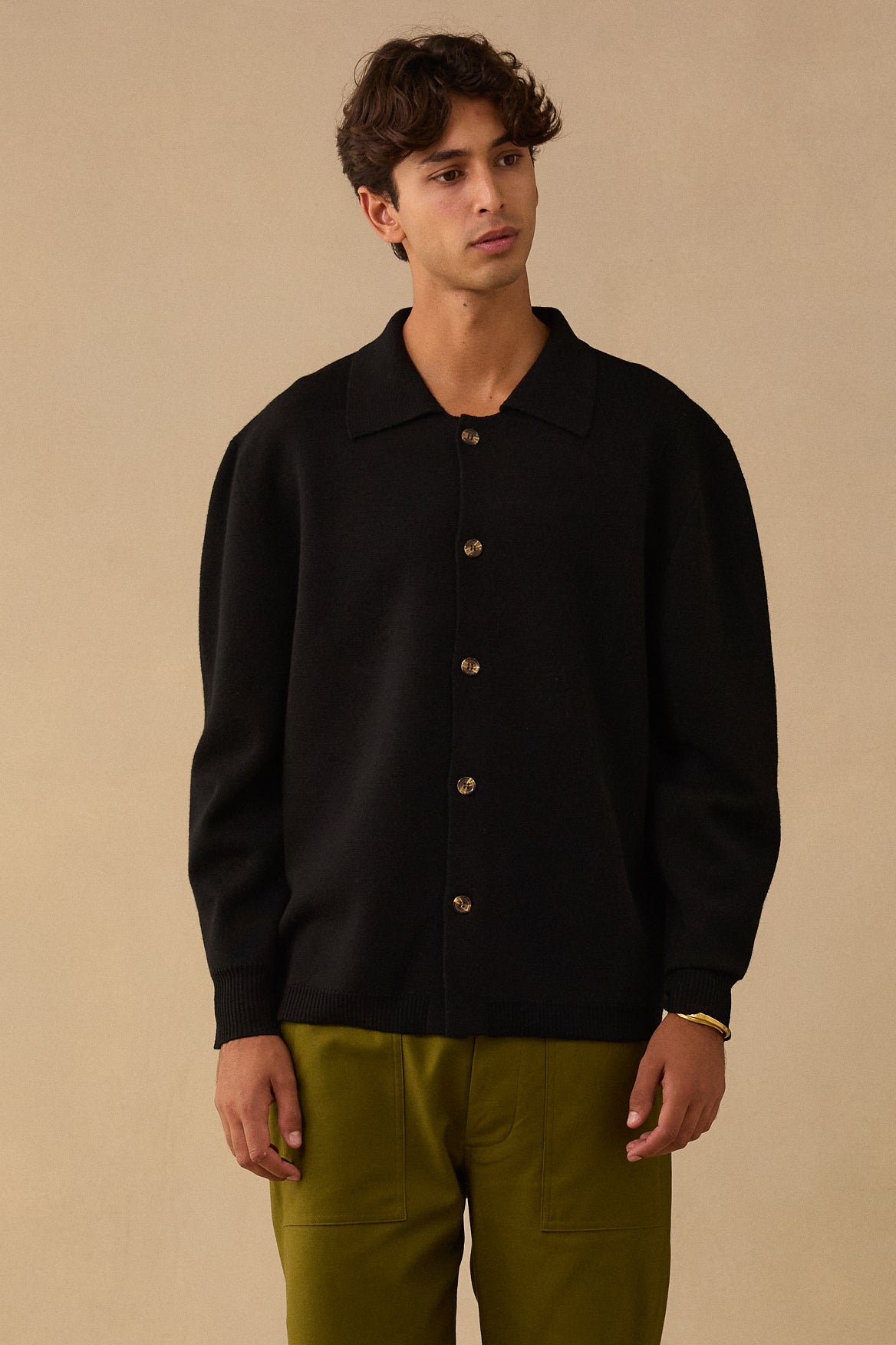 L/S Merino Wool Shirt Jacket in Black | CHARLTON