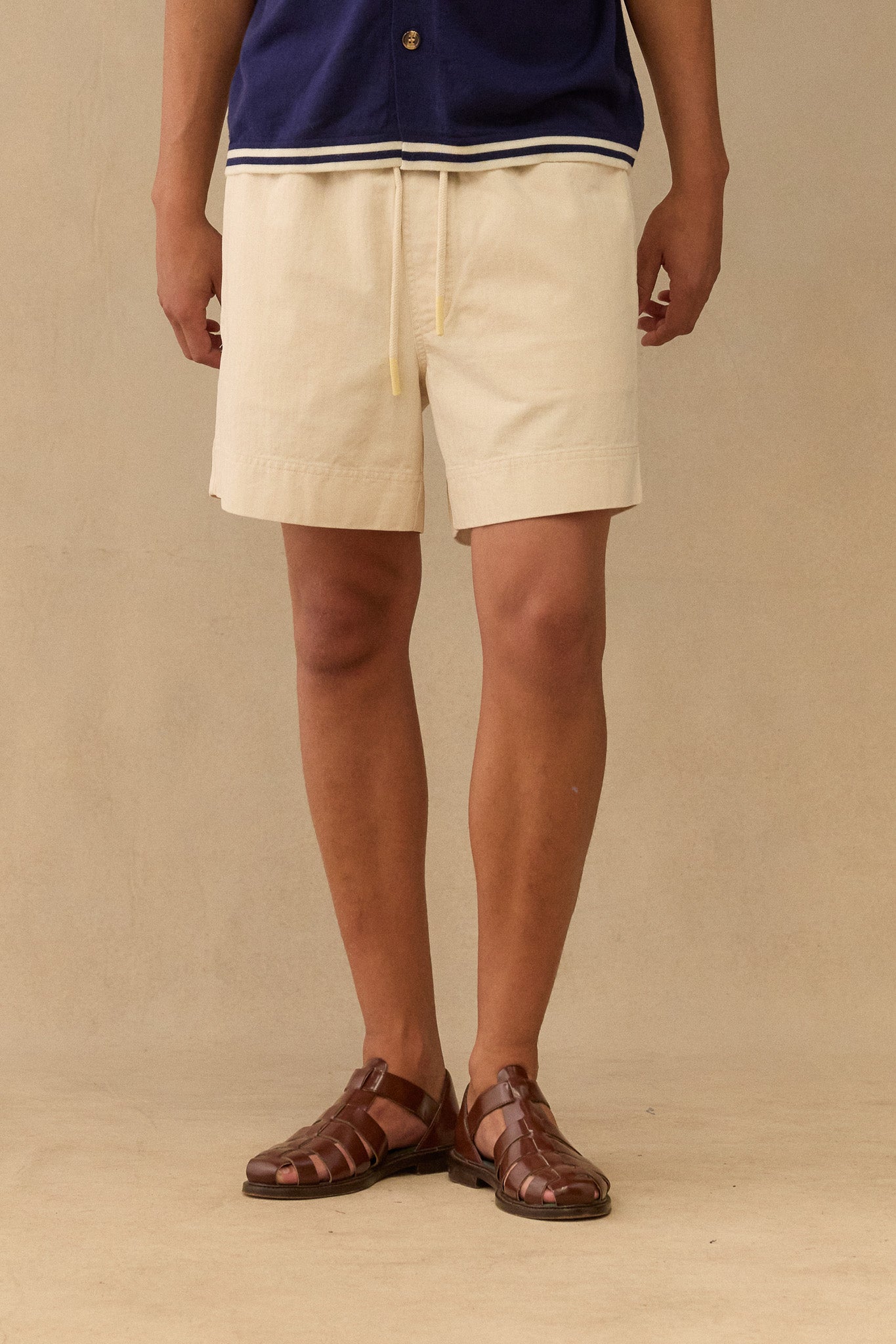 Shorts in Cream Japanese Herringbone | CHARLTON