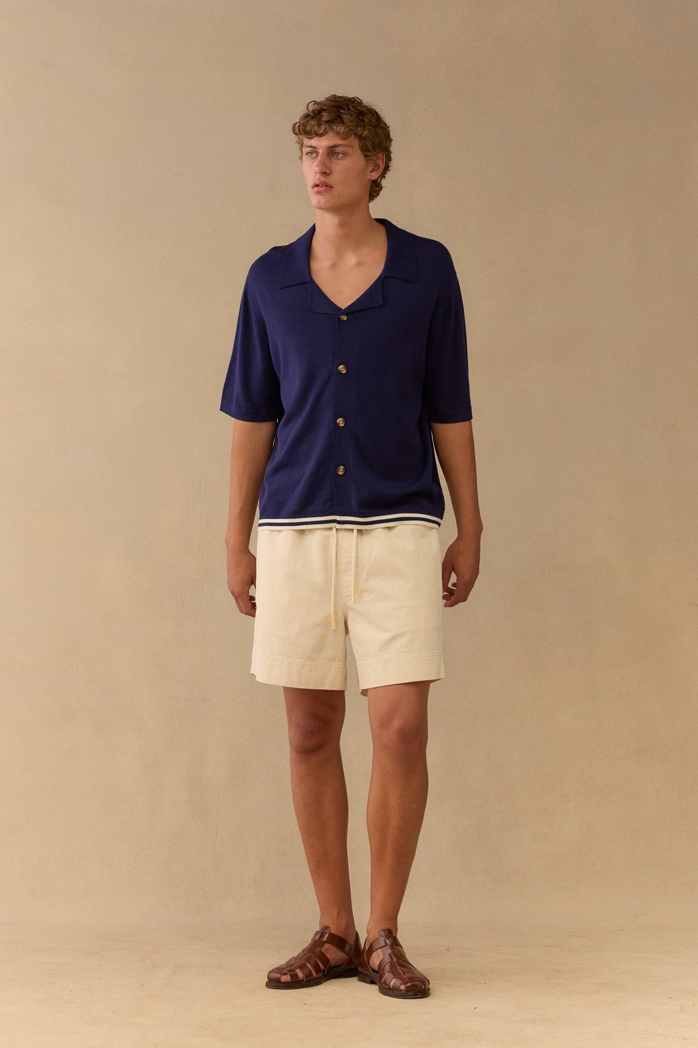 Shorts in Cream Japanese Herringbone | CHARLTON