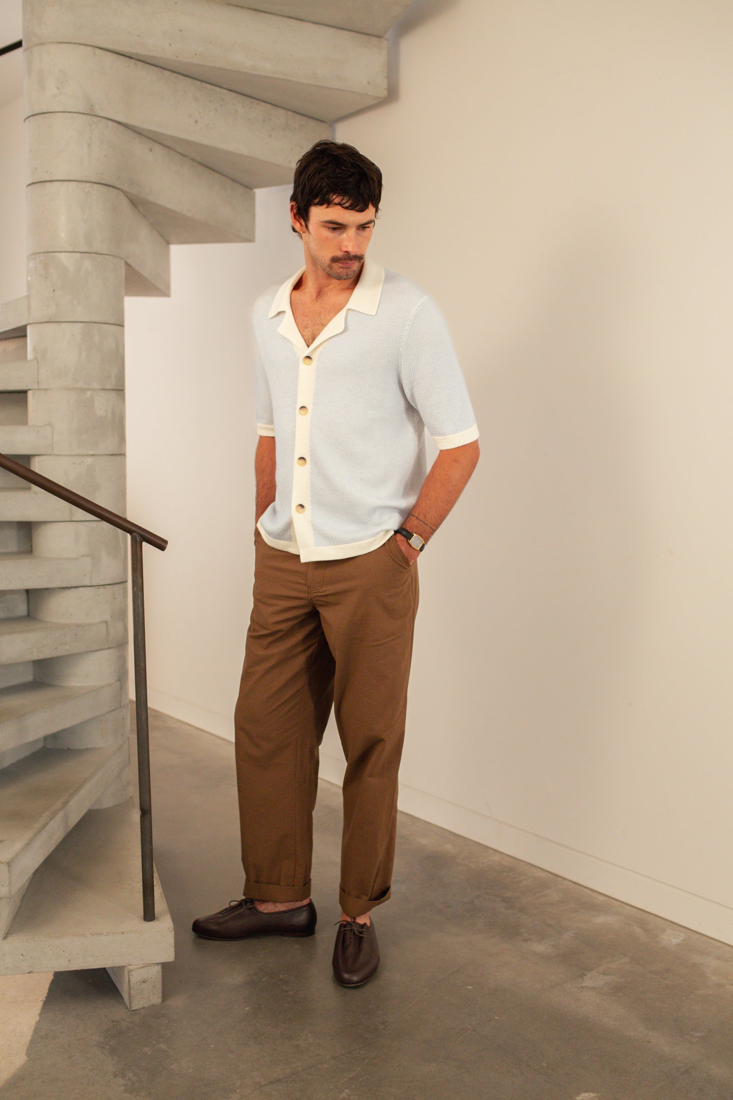 Merino Wool Powder Blue Weave Shirt