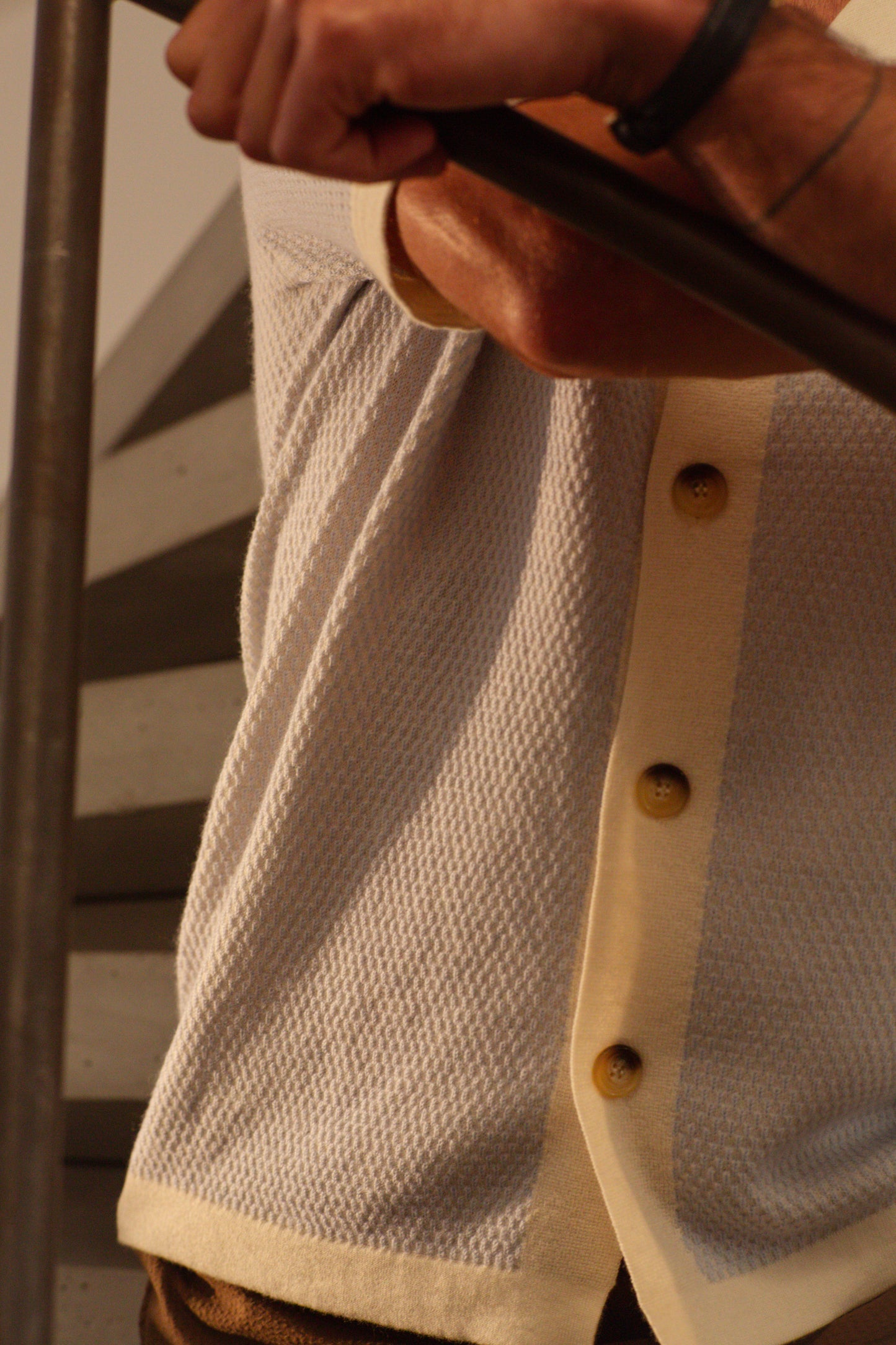 Merino Wool Powder Blue Weave Shirt