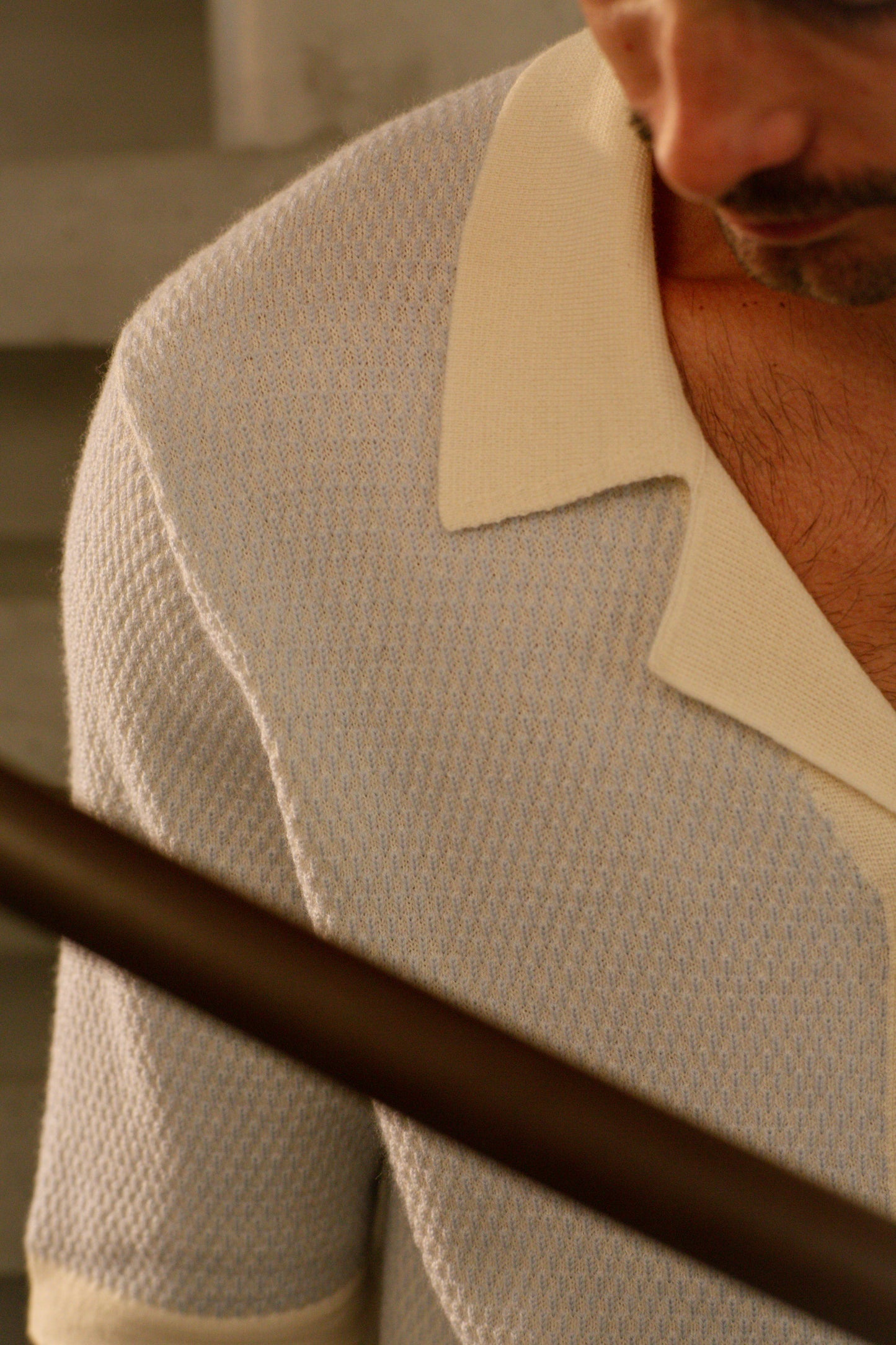 Merino Wool Powder Blue Weave Shirt