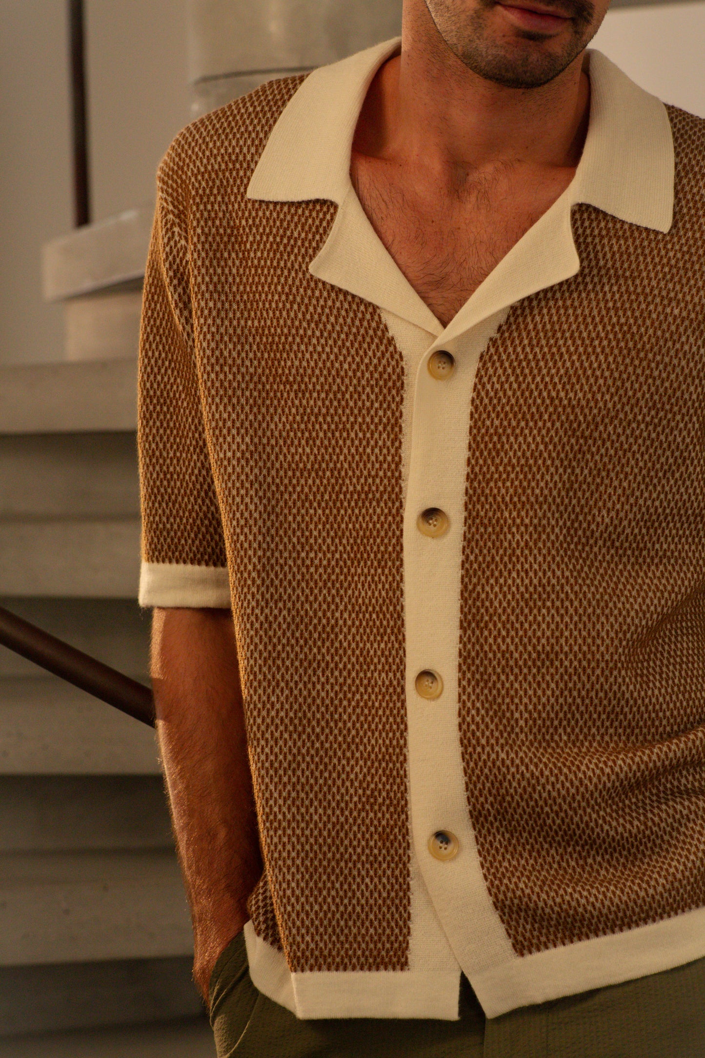 Merino Wool Tobacco weave shirt