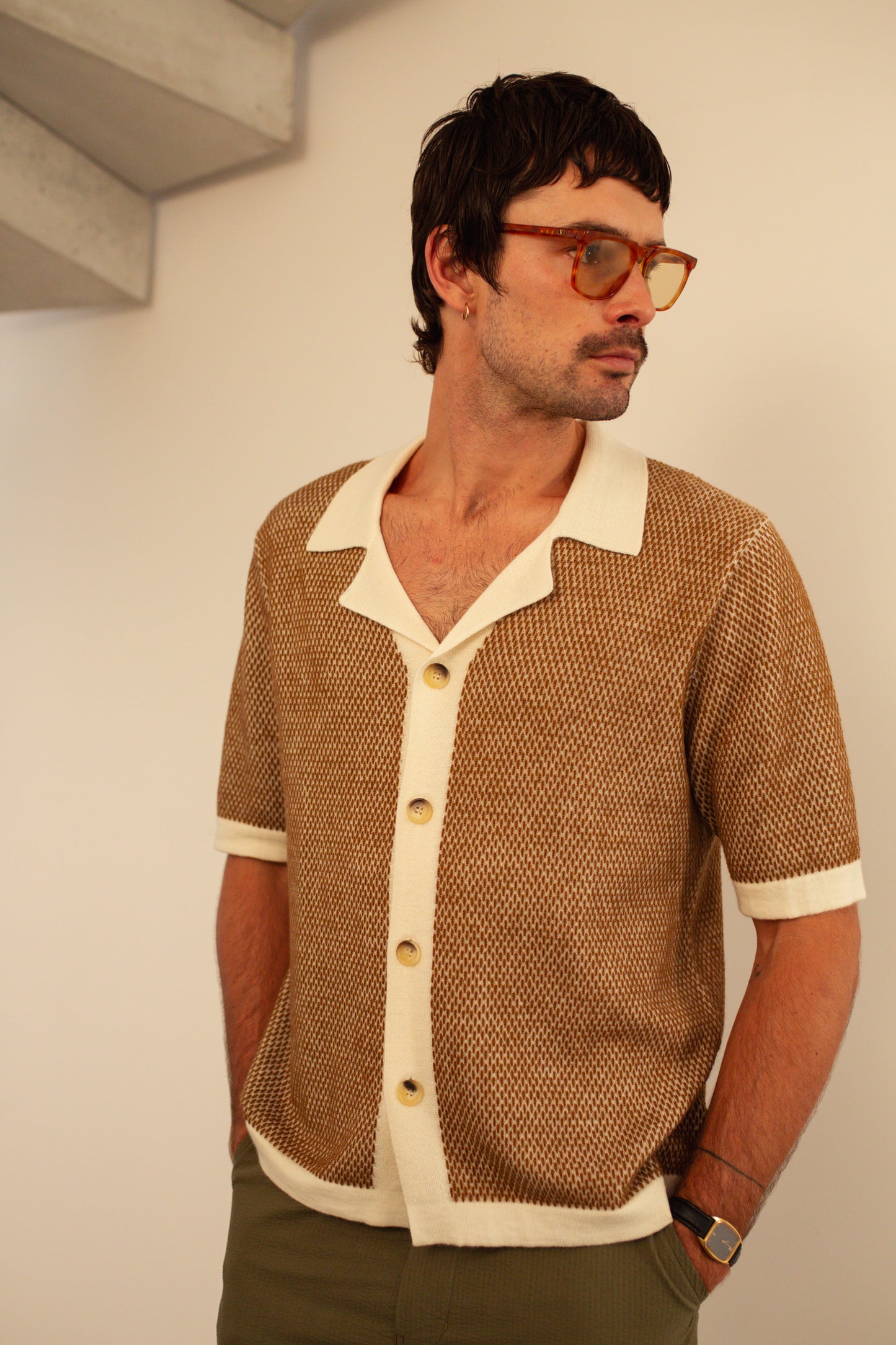 Merino Wool Tobacco weave shirt