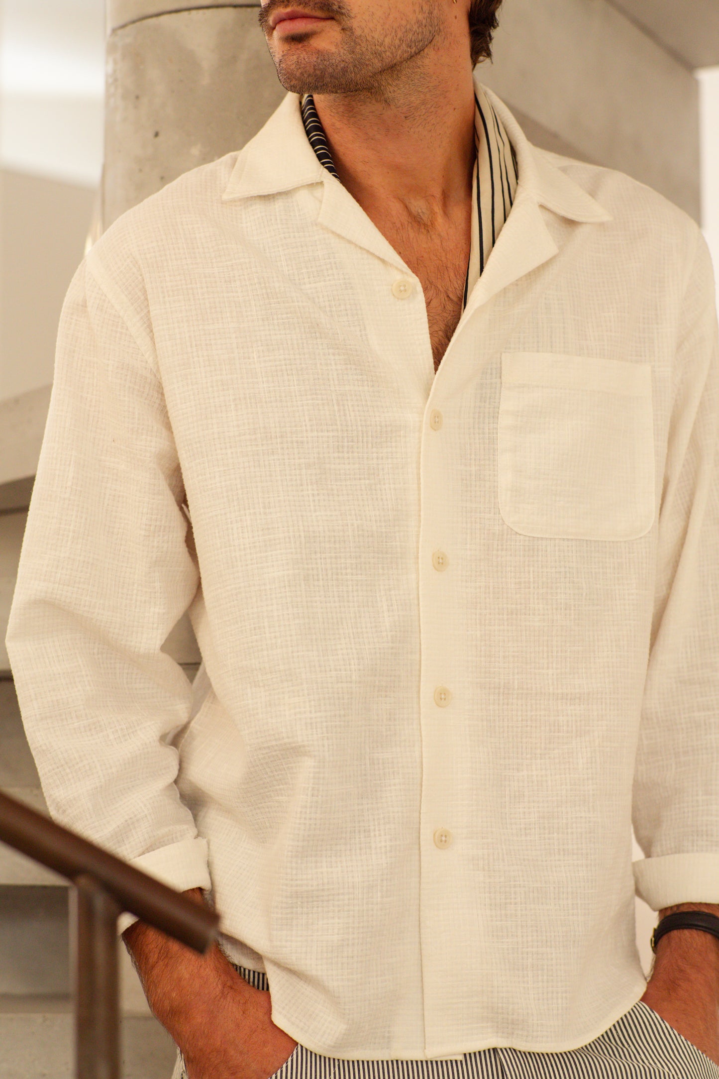L/S textured Japanese Waffle Shirt