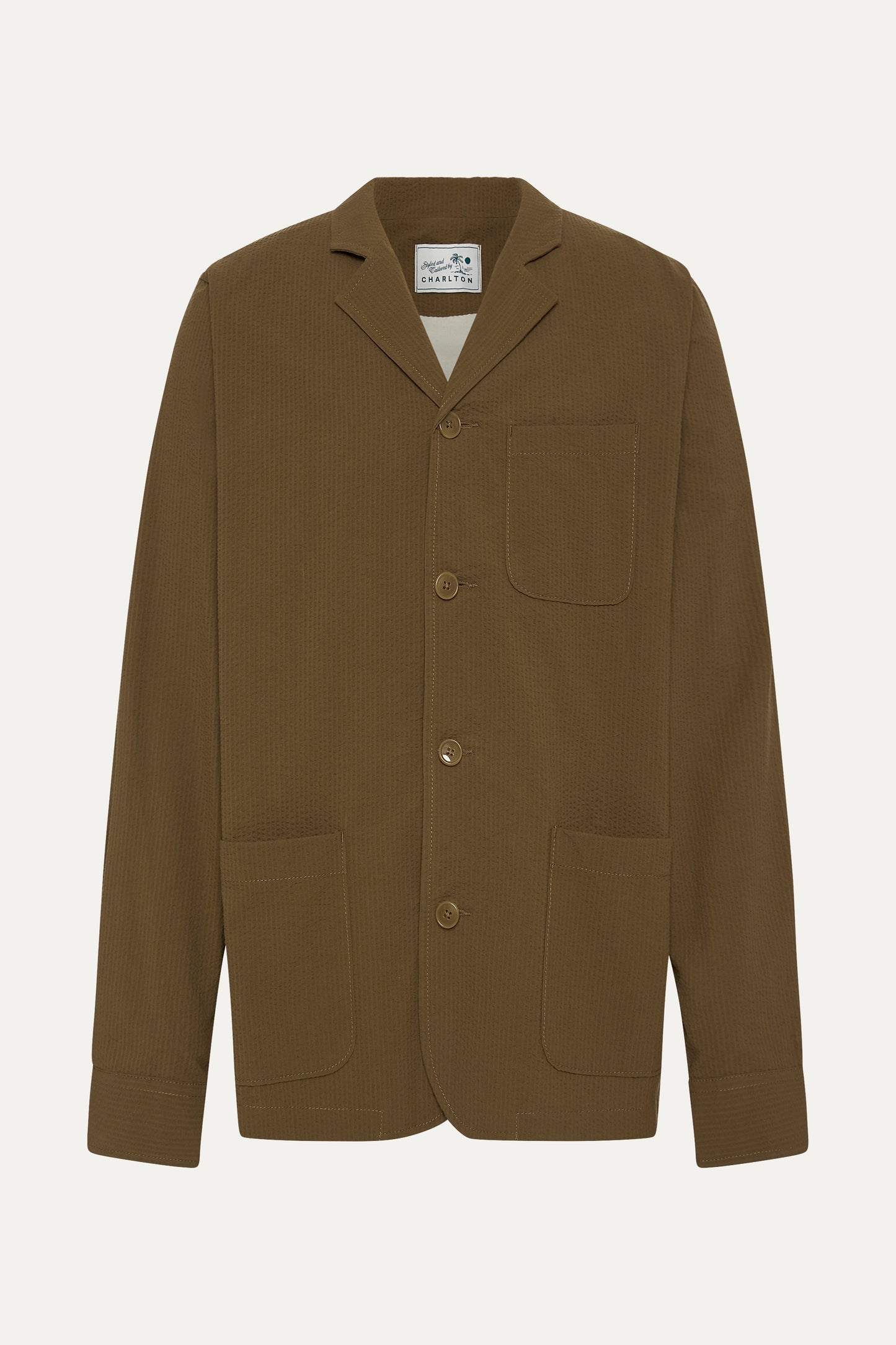 Lined Seersucker Suit Jacket - Tobacco