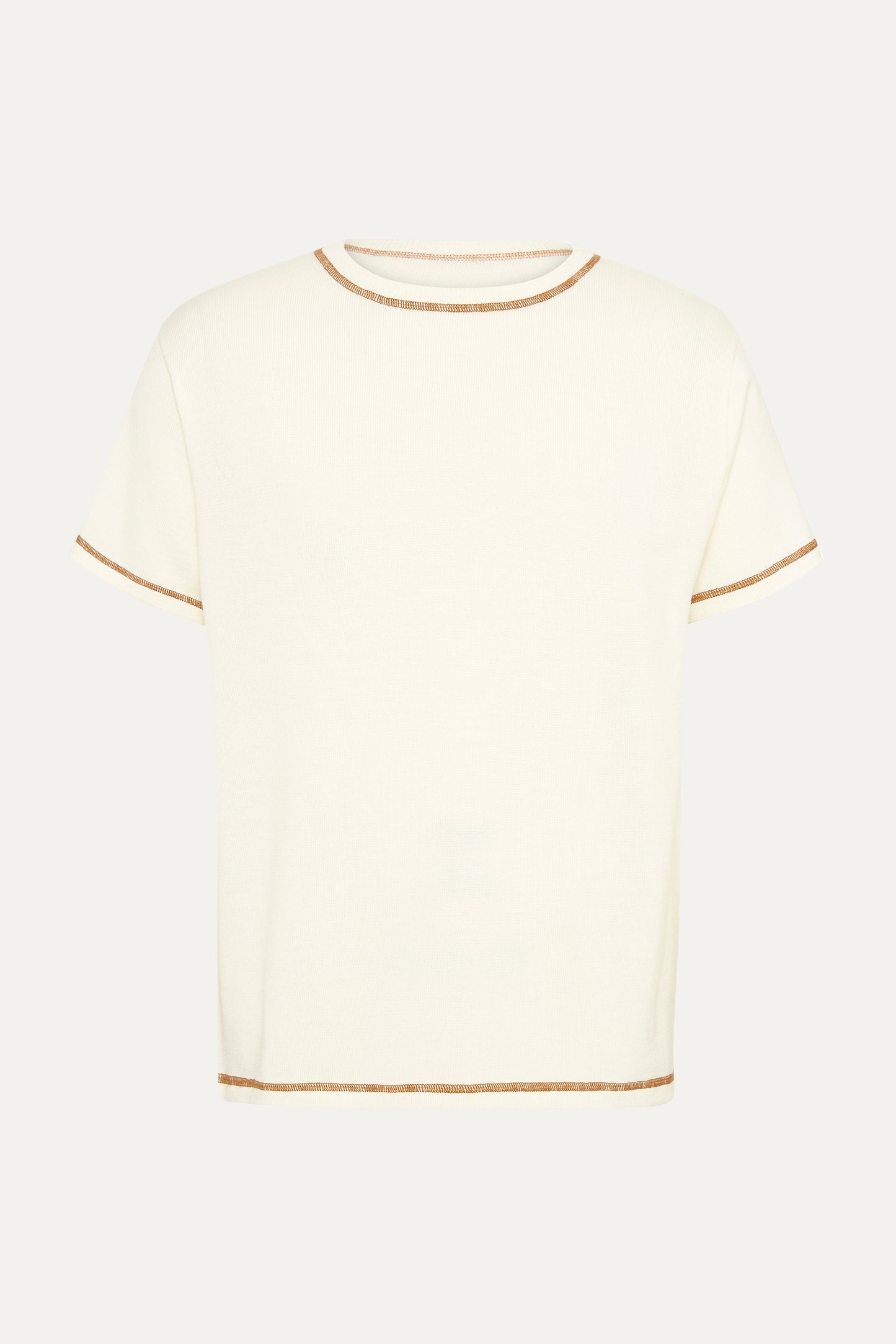 Merino Wool Creme Contrast T-Shirt
