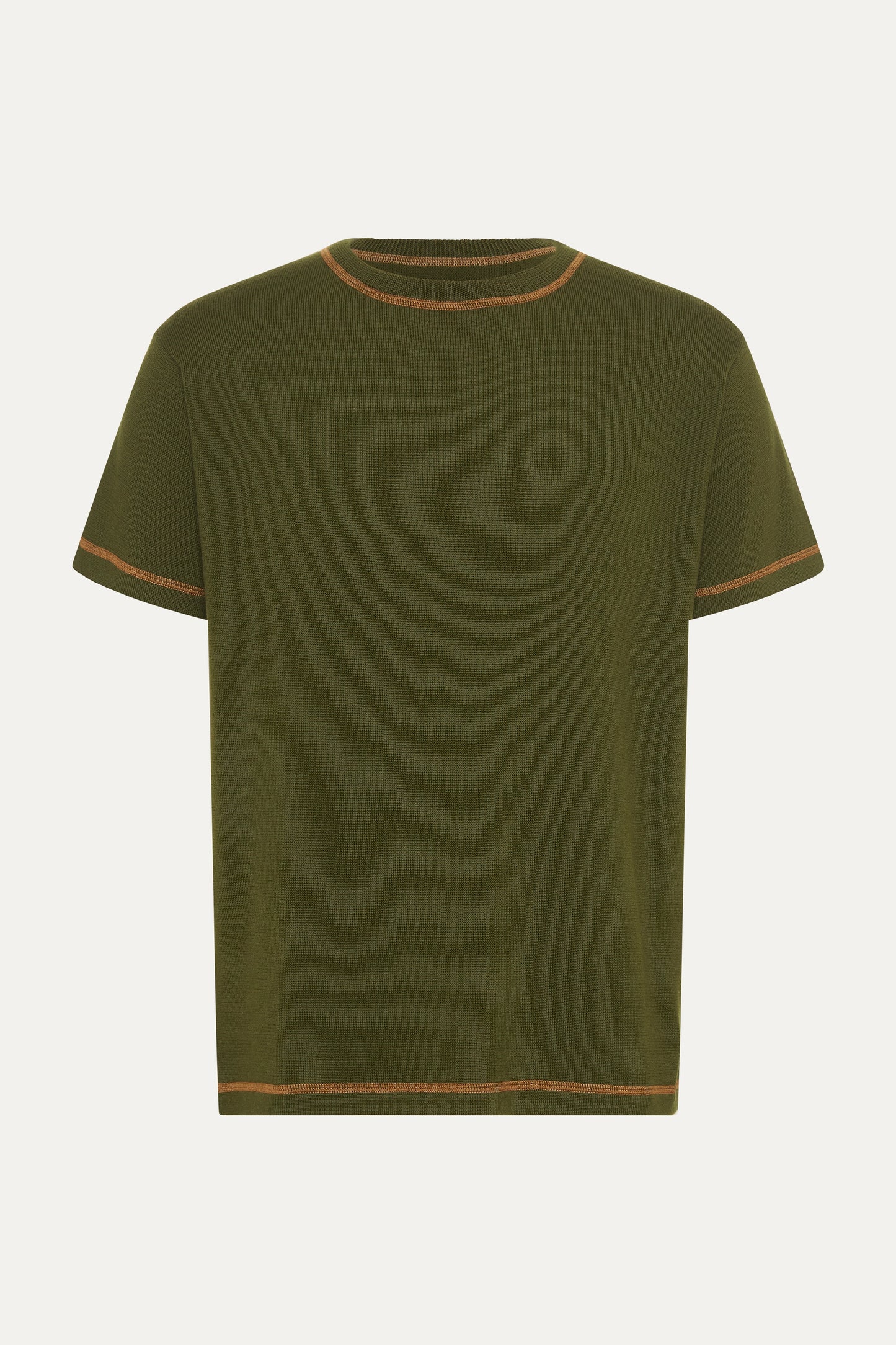 Merino Wool Forest Green Contrast T-Shirt