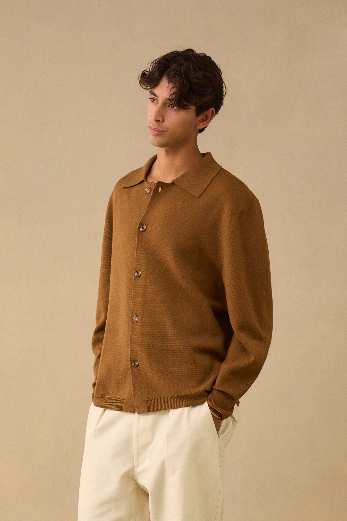 L/S Merino Wool Shirt Jacket in Tobacco