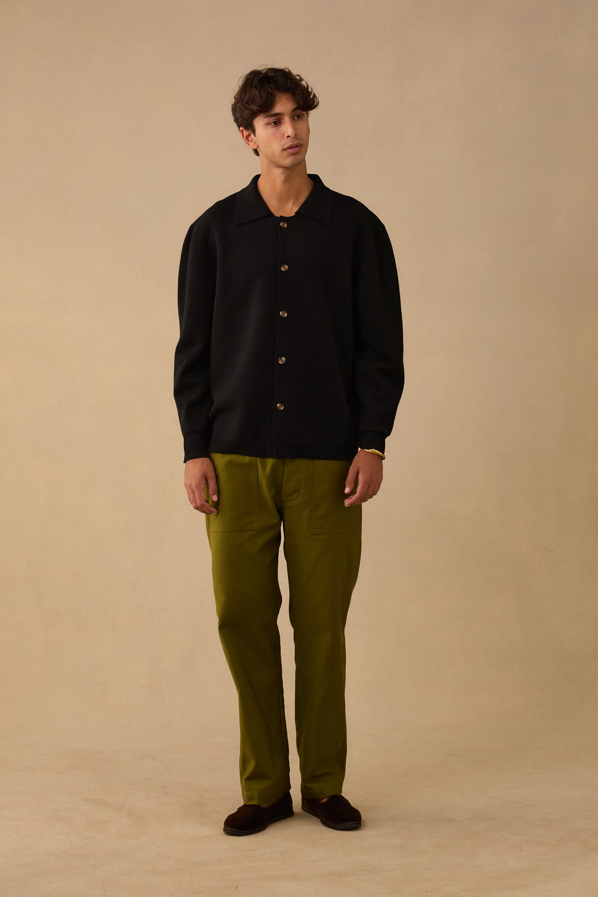 L/S Merino Wool Shirt Jacket in Black