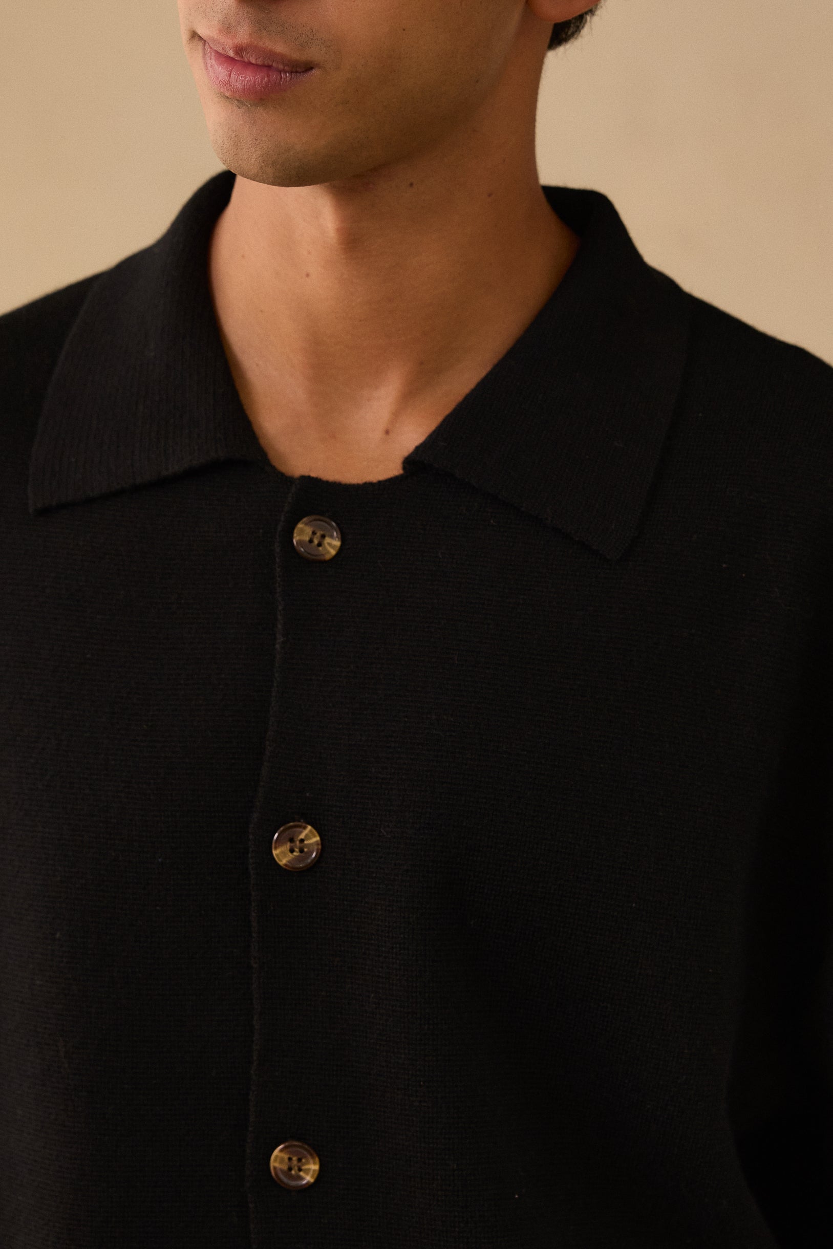 L/S Merino Wool Shirt Jacket in Black