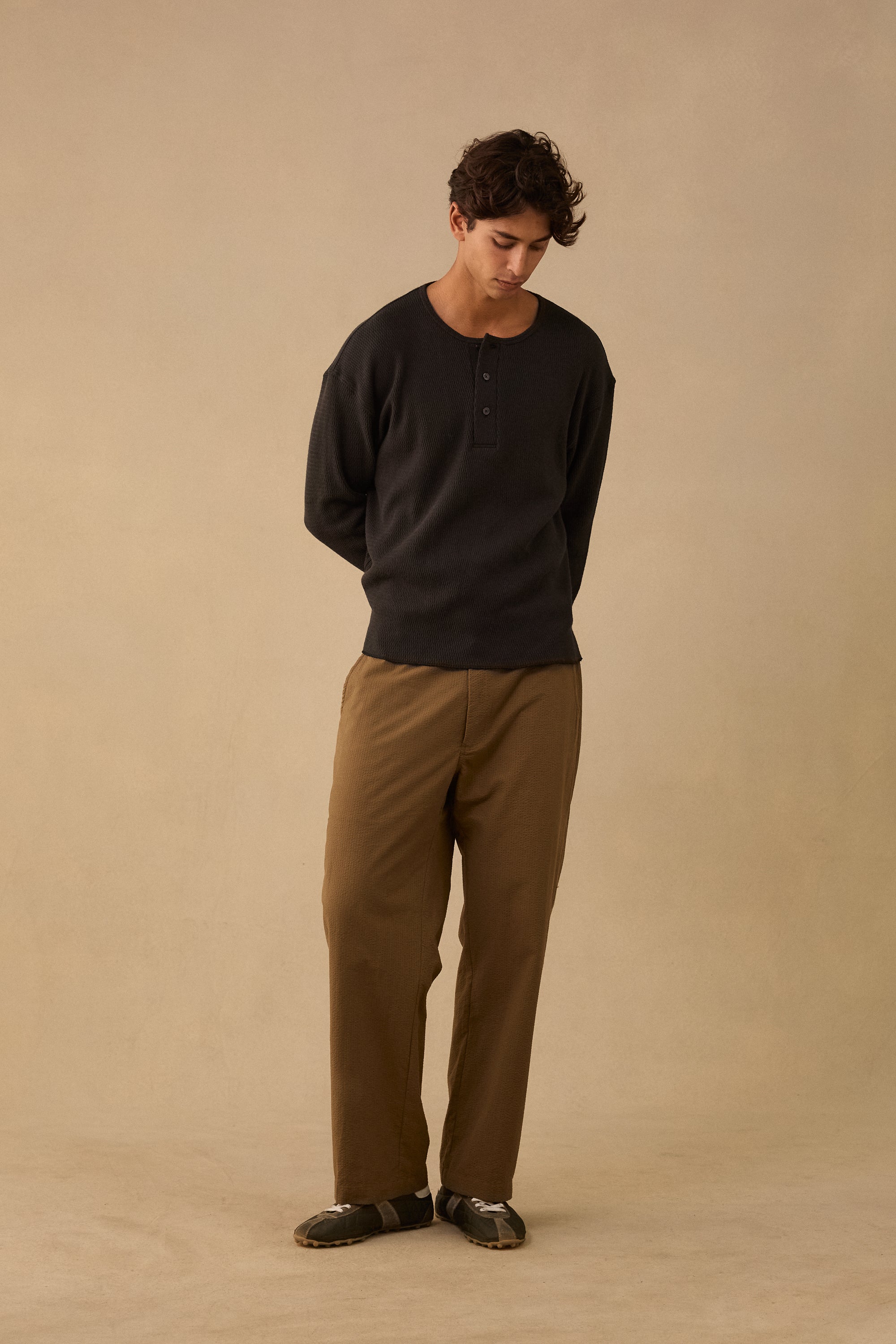L/S Noir Cotton Waffle T-Shirt.