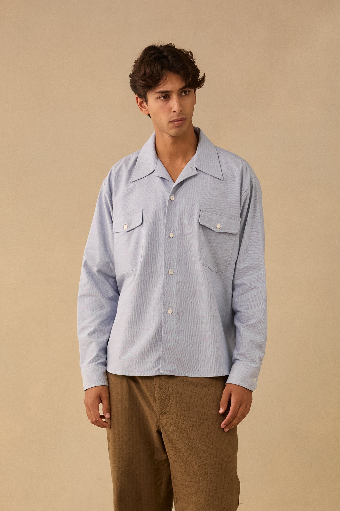 L/S Western Shirt in Washed Blue