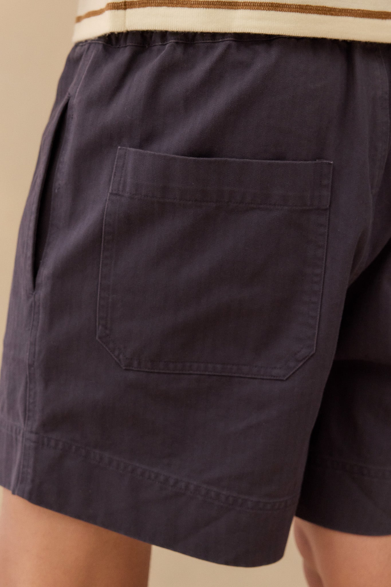 Shorts in Navy Japanese Herringbone