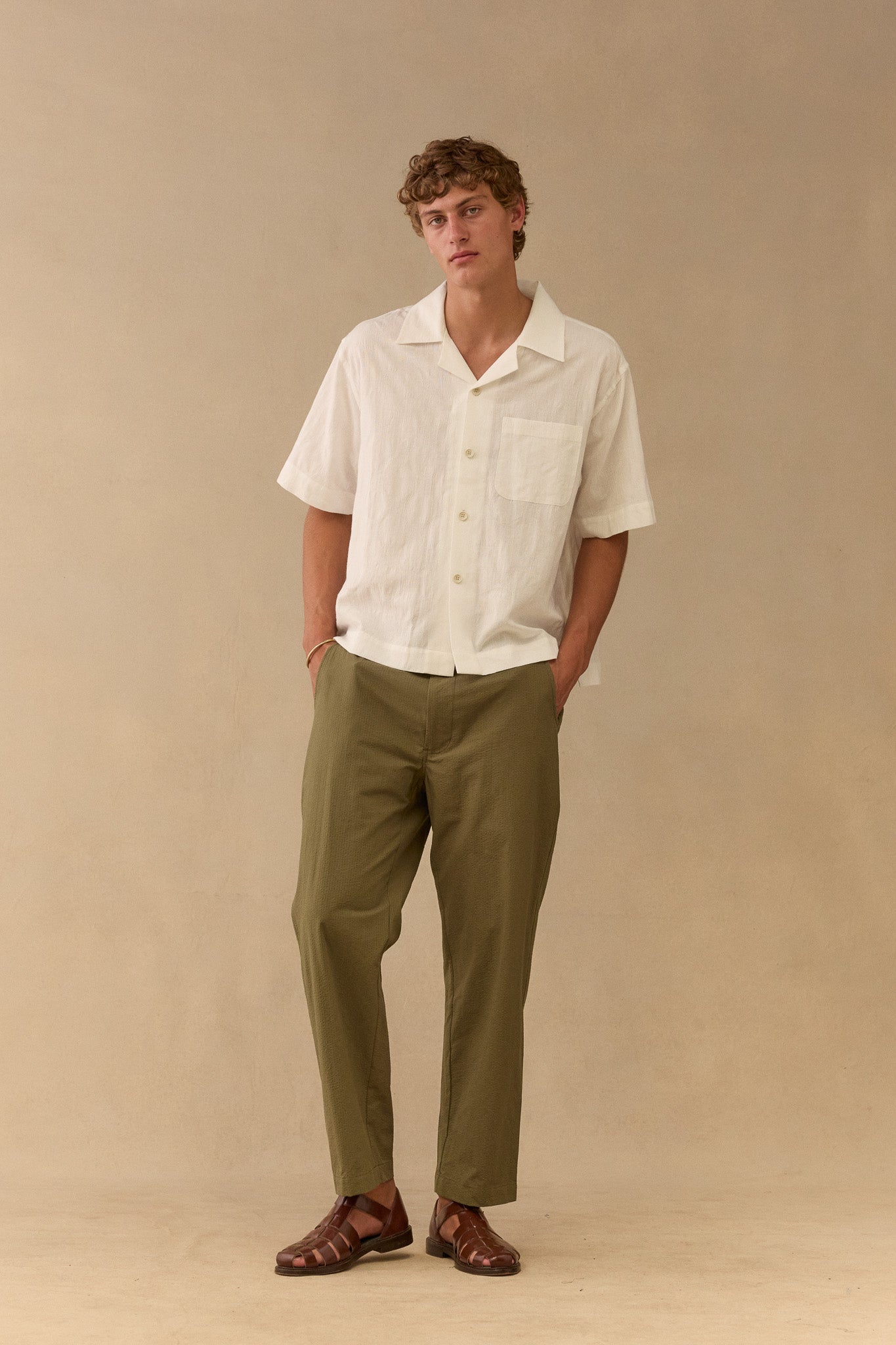 S/S Shirt in Checked Cotton Linen.