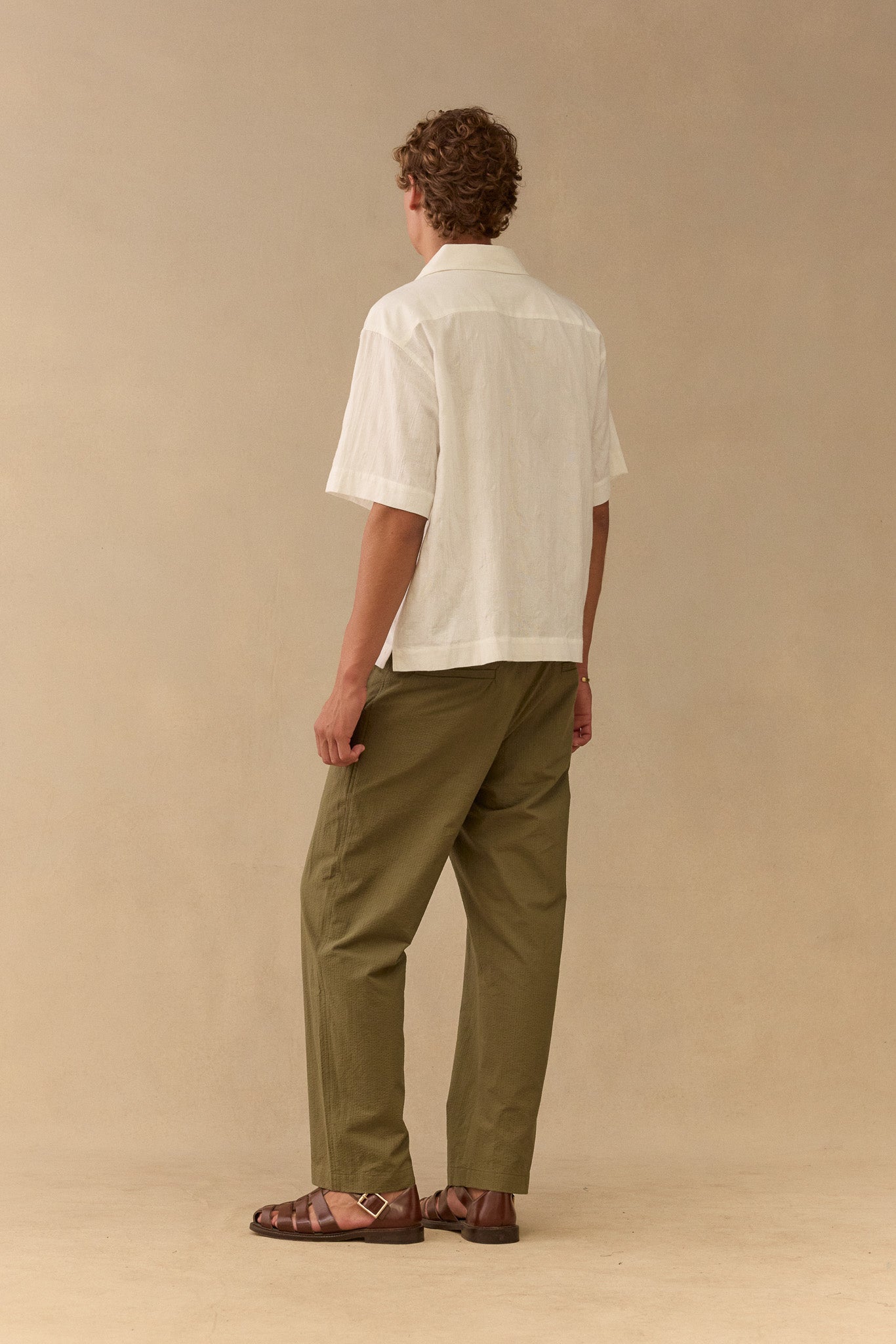 S/S Shirt in Checked Cotton Linen.