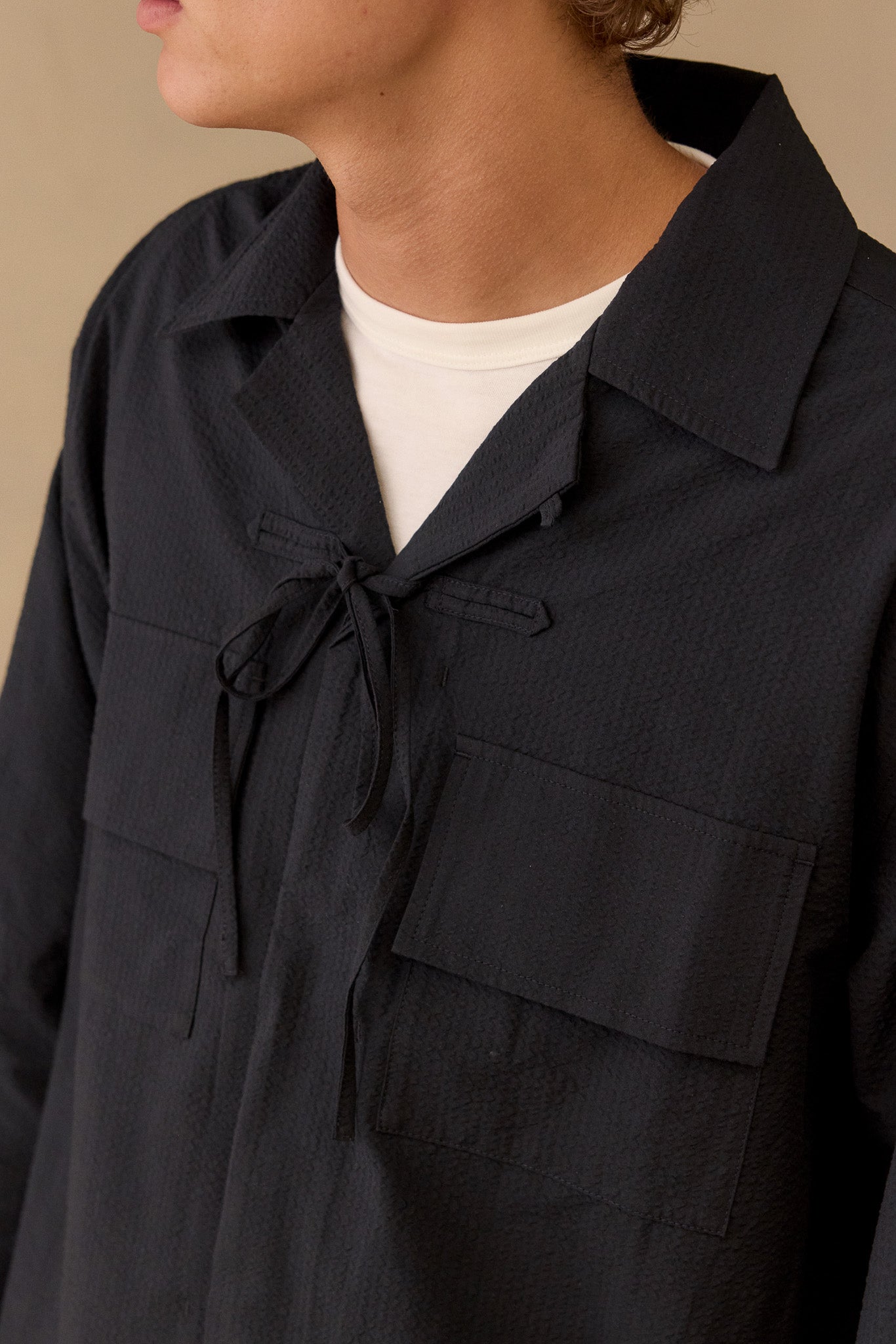 Kimono Seersucker Deconstructed Jacket