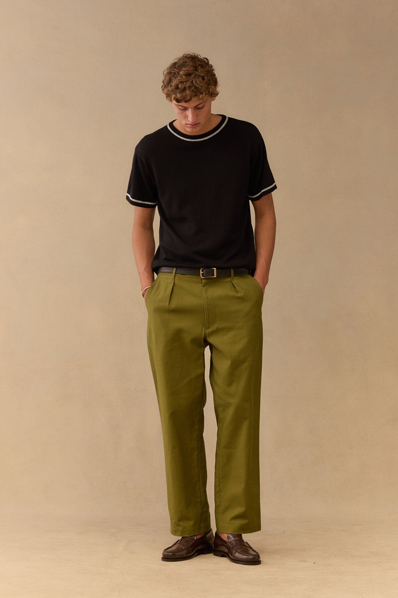 Pleated Pant in Safari Japanese Cotton