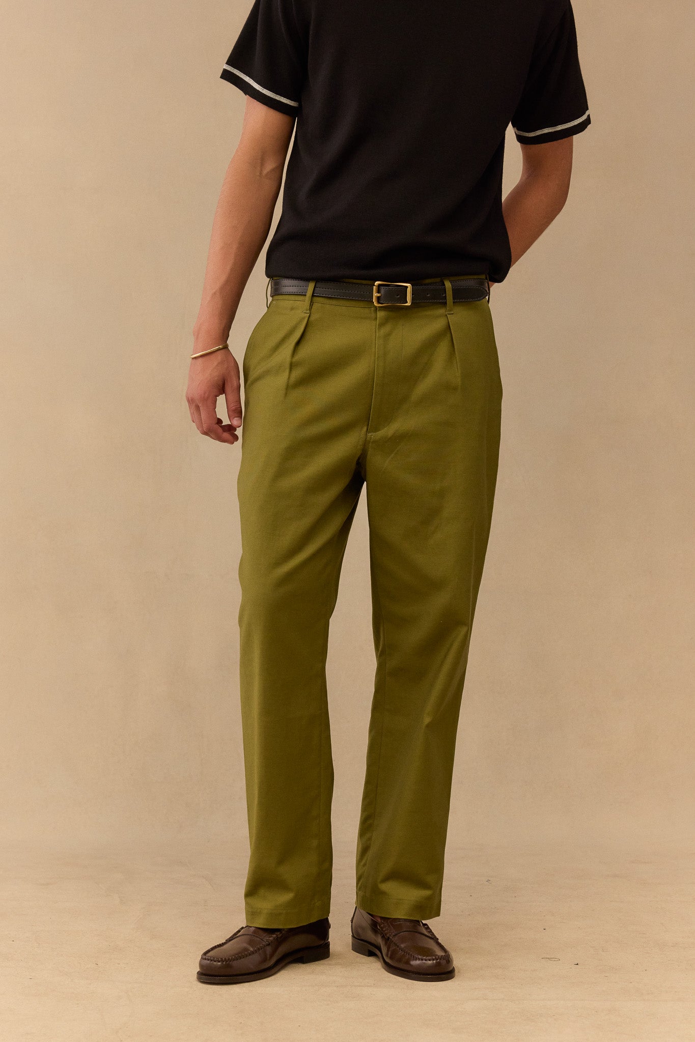 Pleated Pant in Safari Japanese Cotton