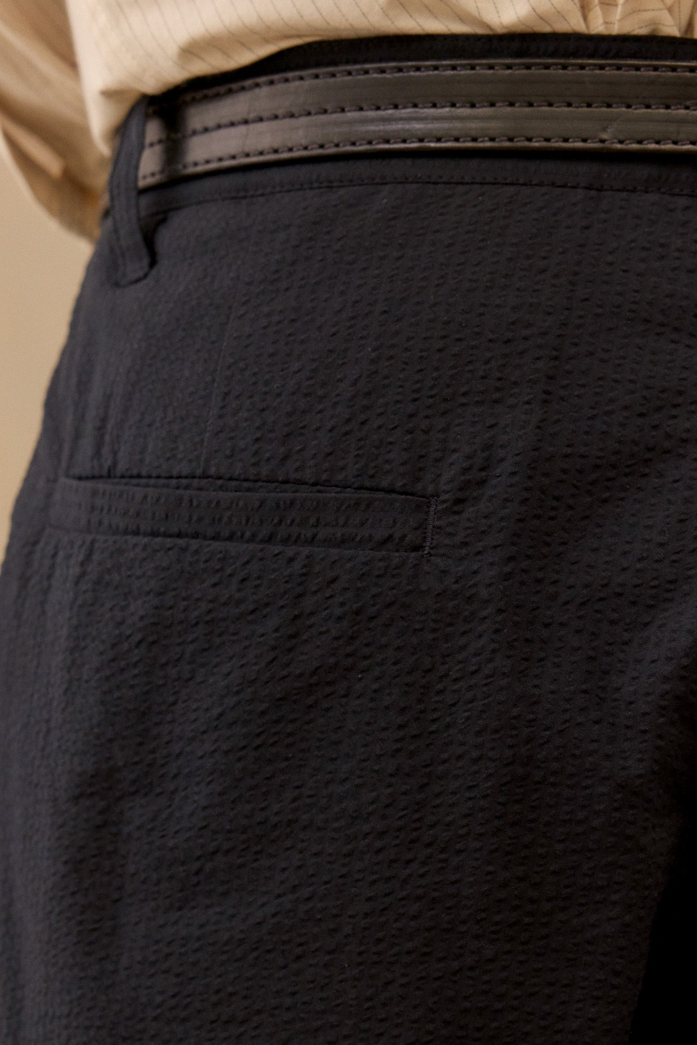 Noir Cotton Seersucker Trouser