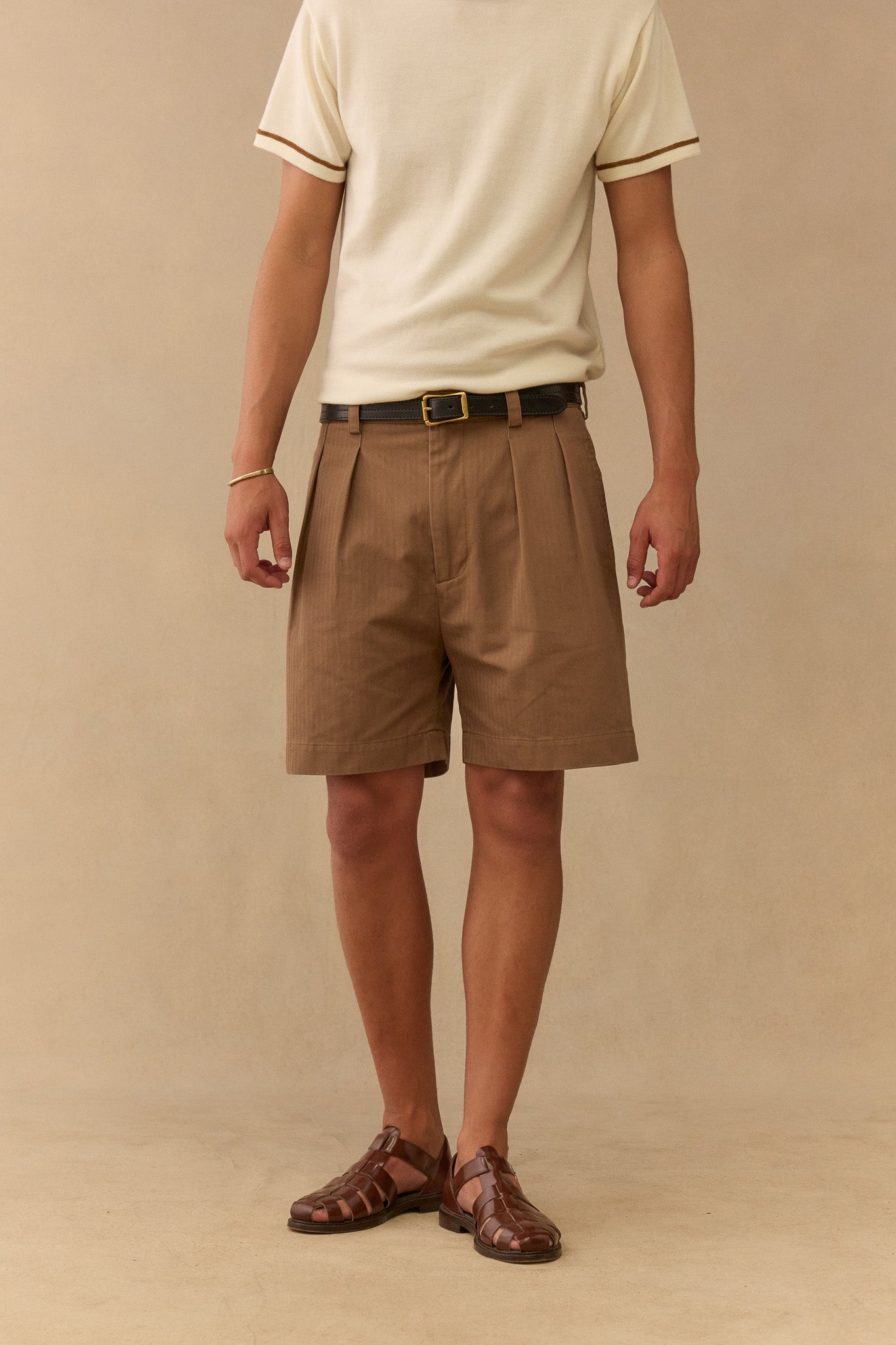 Double Pleated Herringbone Short