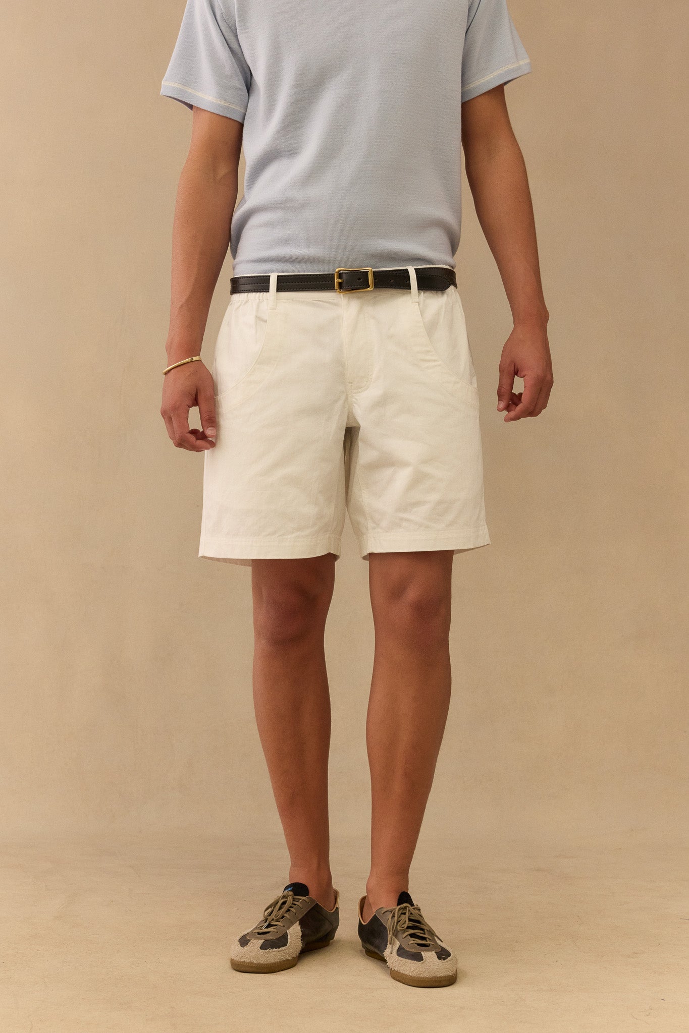 Climbing Short In Creme Cotton Herringbone
