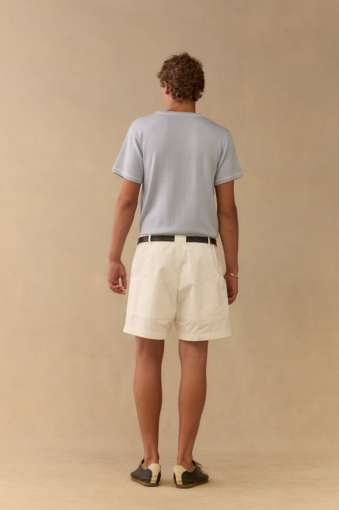 Climbing Short In Creme Cotton Herringbone