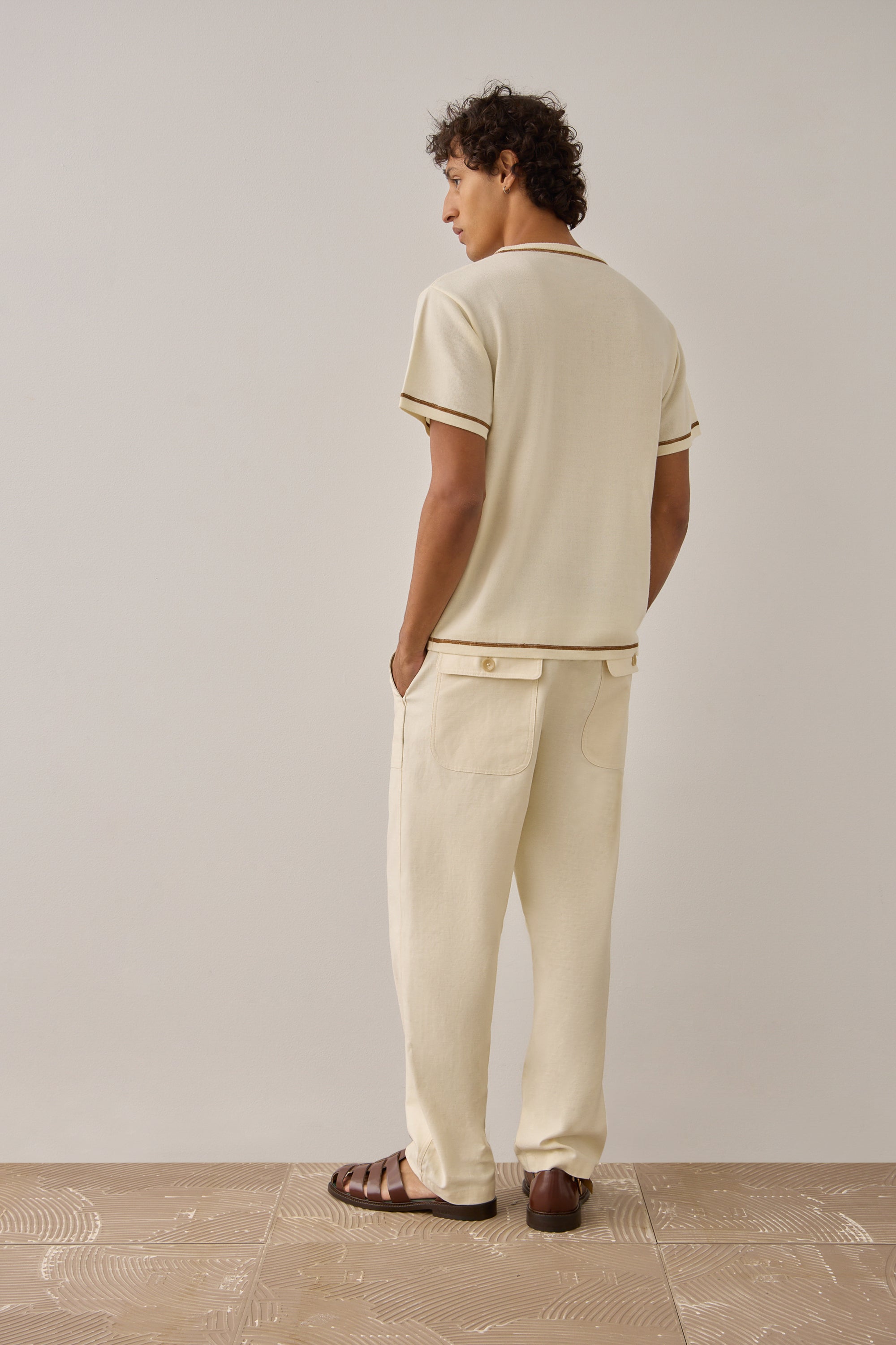S/S T-Shirt In Creme Merino Wool