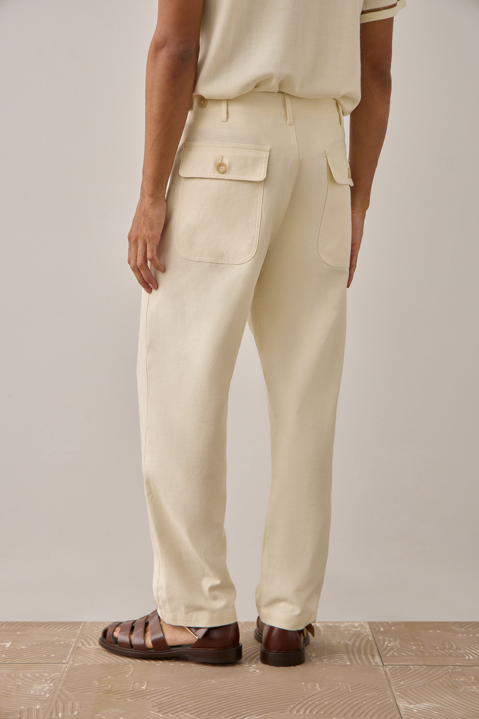Safari Pant In Creme Japanese Cotton