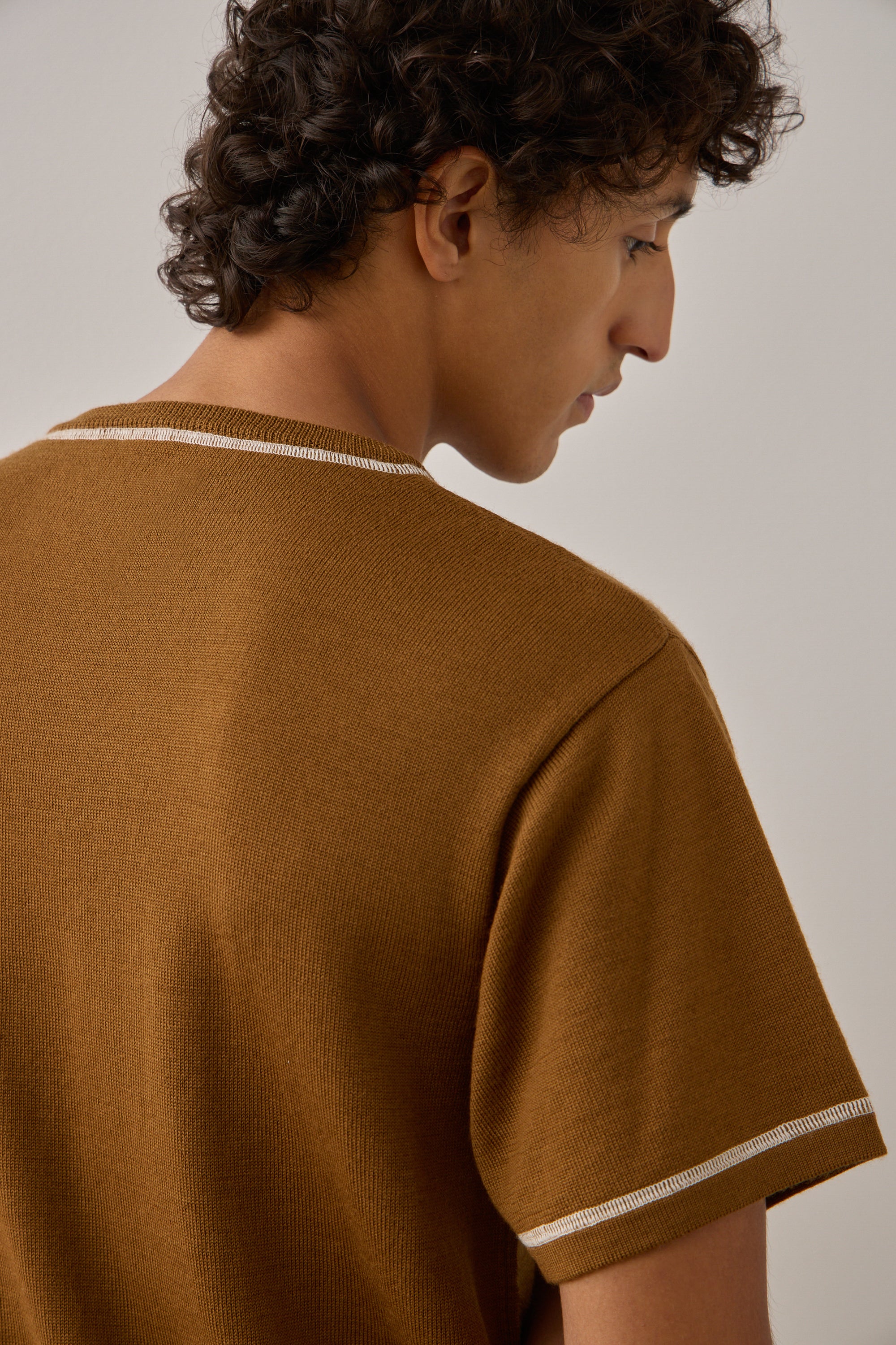 S/S T-Shirt in Tobacco Merino Wool