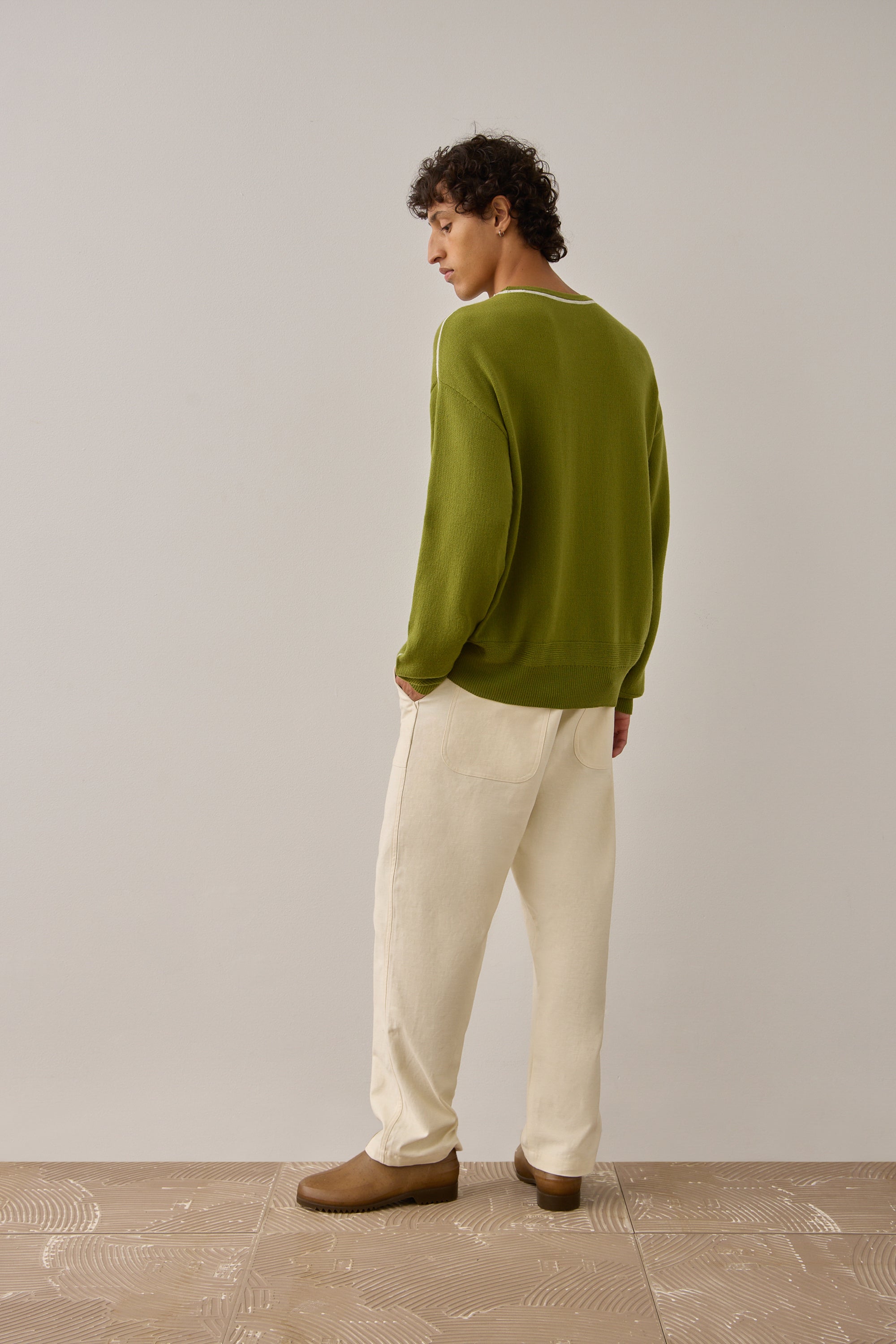 L/S Pull Over in Forest Green Merino Wool