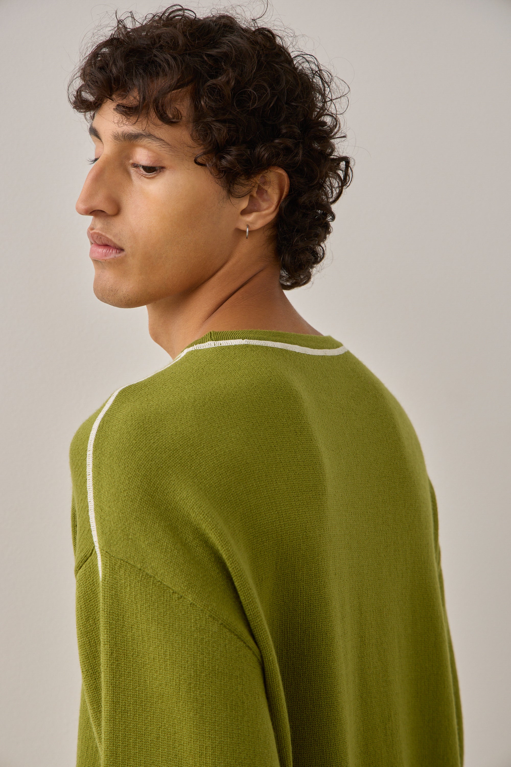 L/S Pull Over in Forest Green Merino Wool