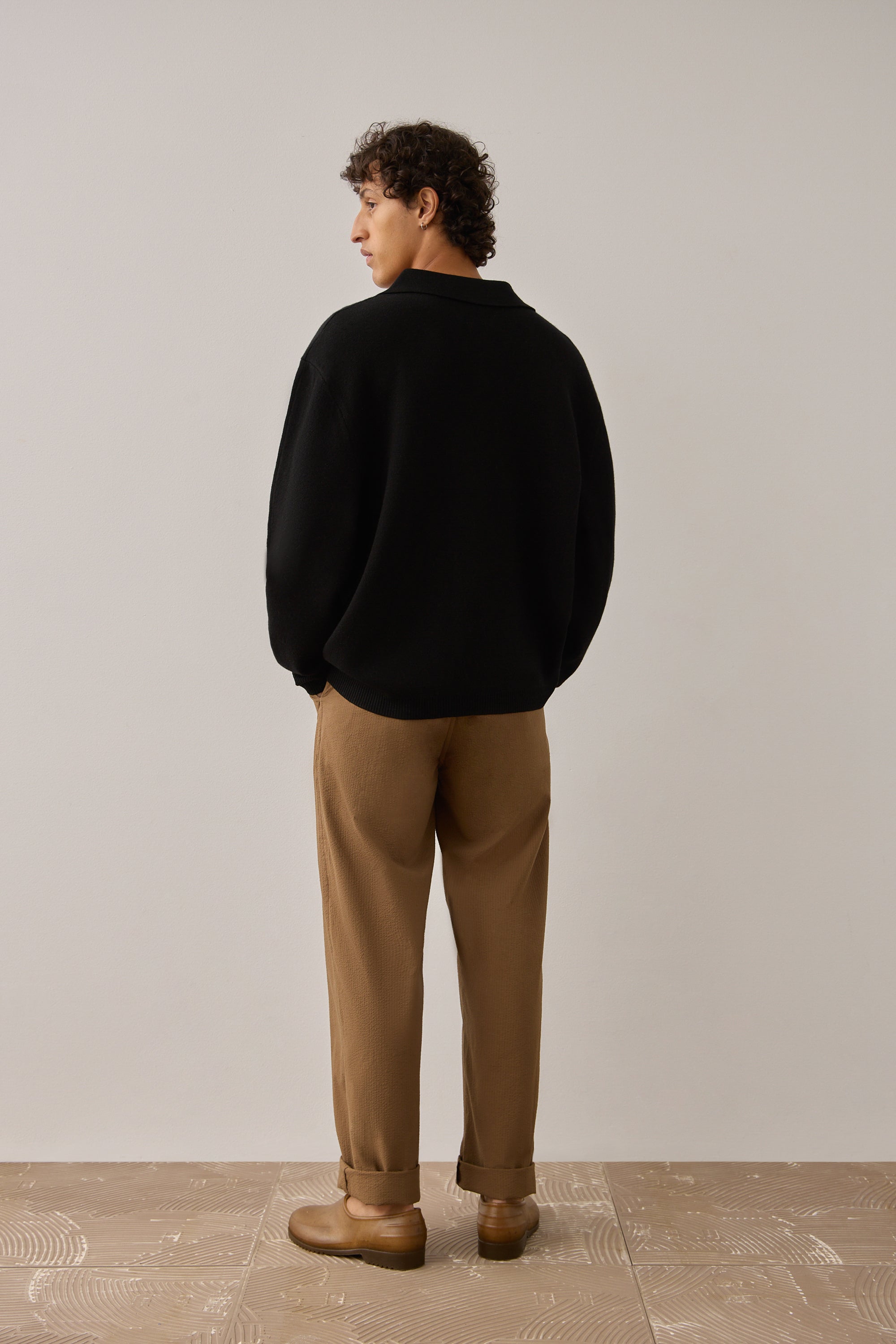 L/S Merino Wool Shirt Jacket in Black