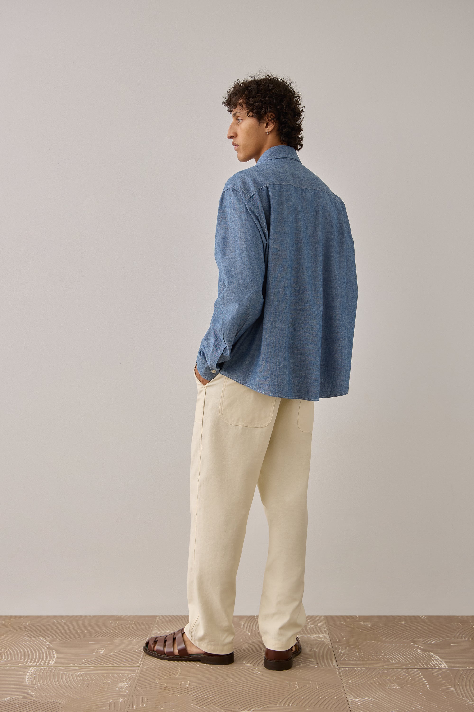 Chambray Long Sleeve Cotton Shirt