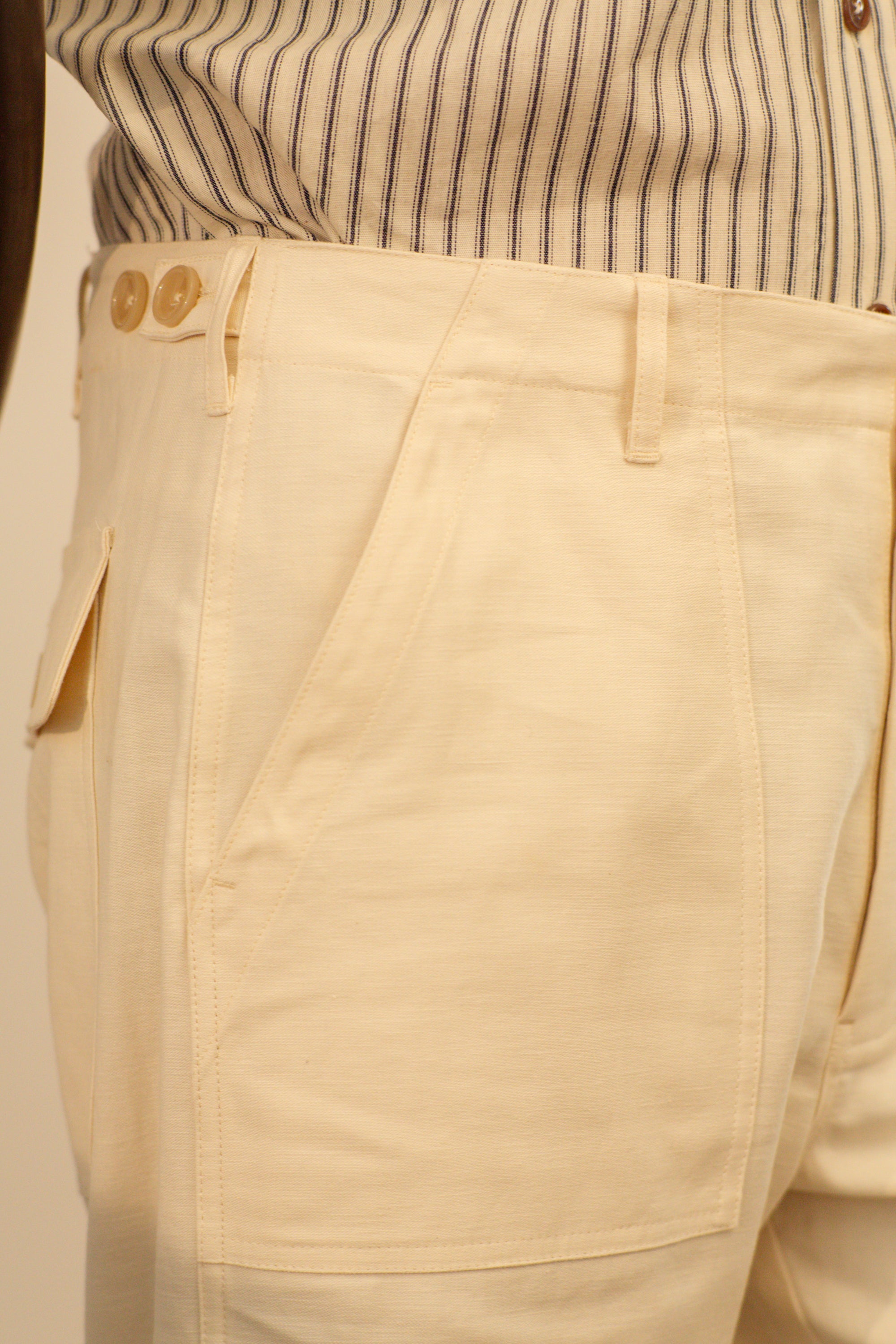 Safari Pant In Creme Japanese Cotton