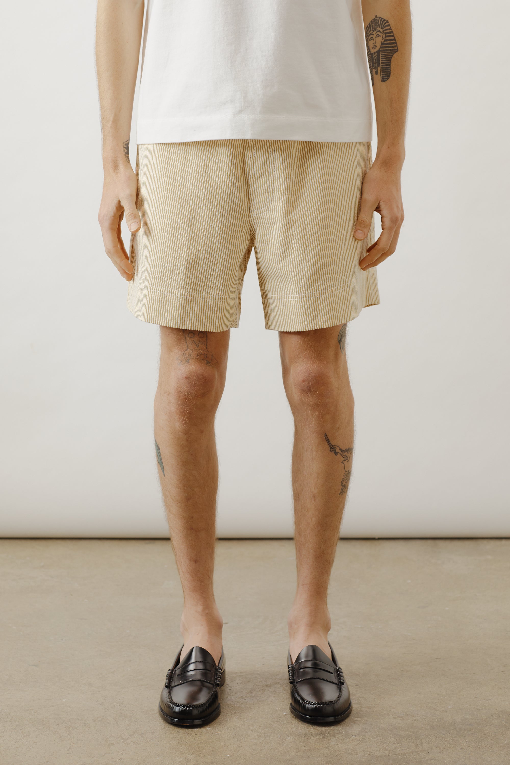 Shorts In Yellow Stripe Cotton Seersucker