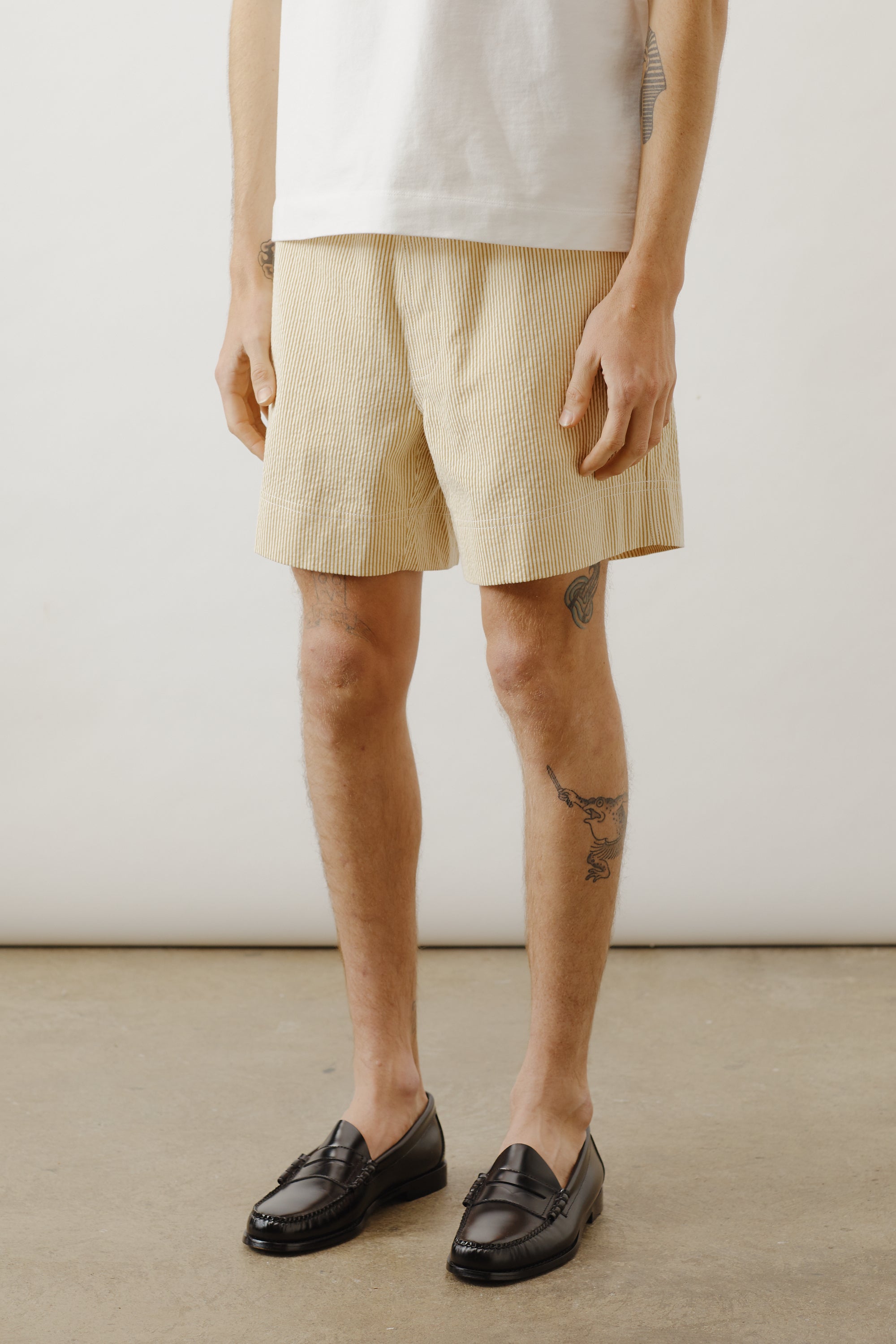 Shorts In Yellow Stripe Cotton Seersucker