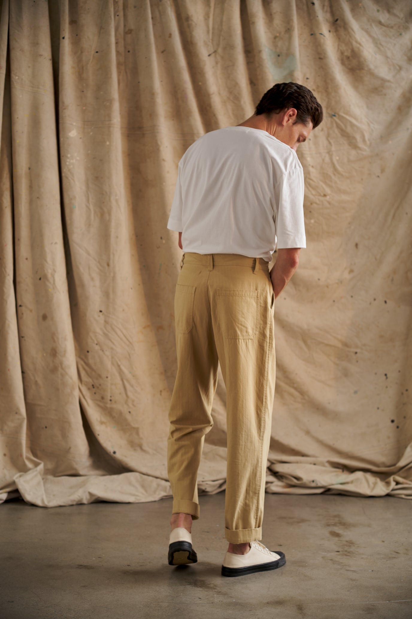 Desert Pants in Cotton Herringbone