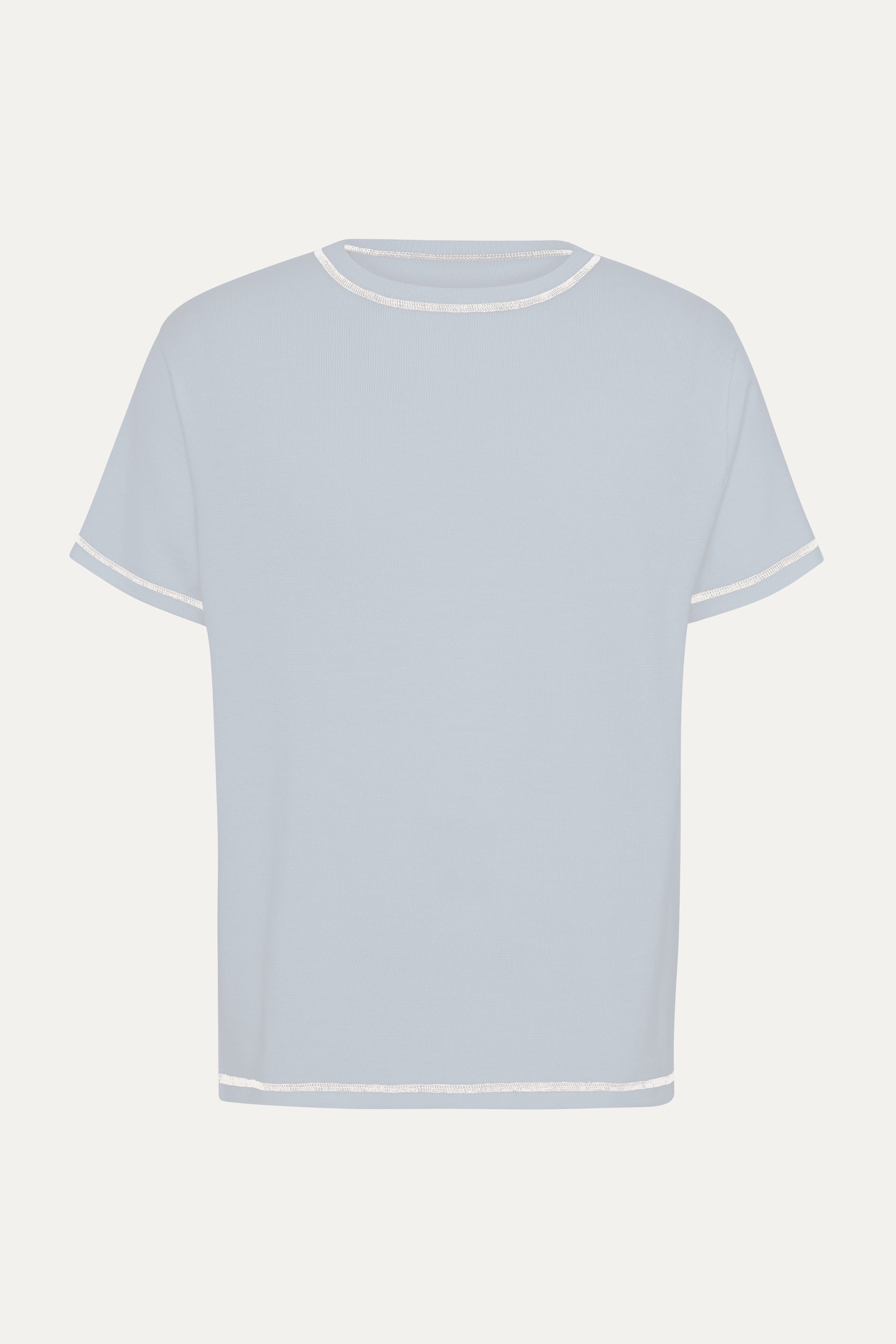 S/S T-Shirt In Powder Blue Merino Wool