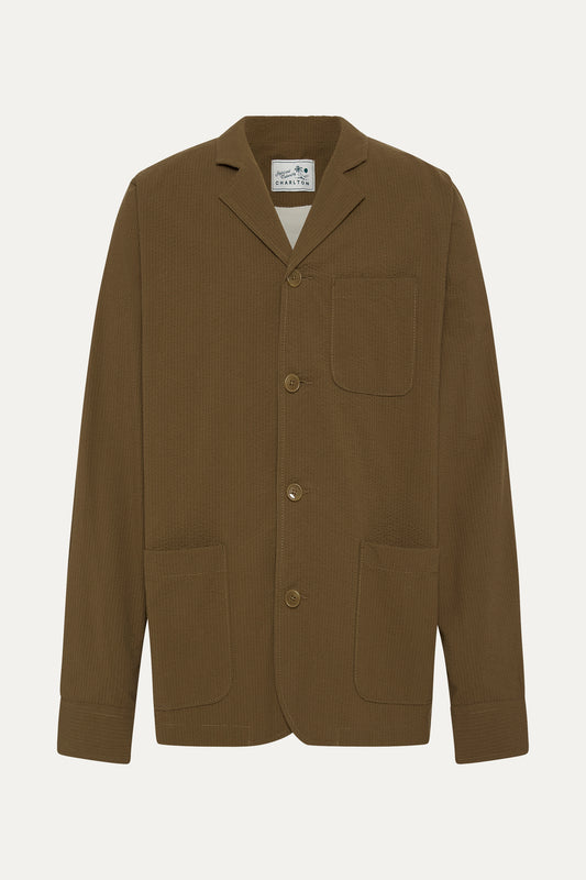 Lined Seersucker Suit Jacket - Tobacco