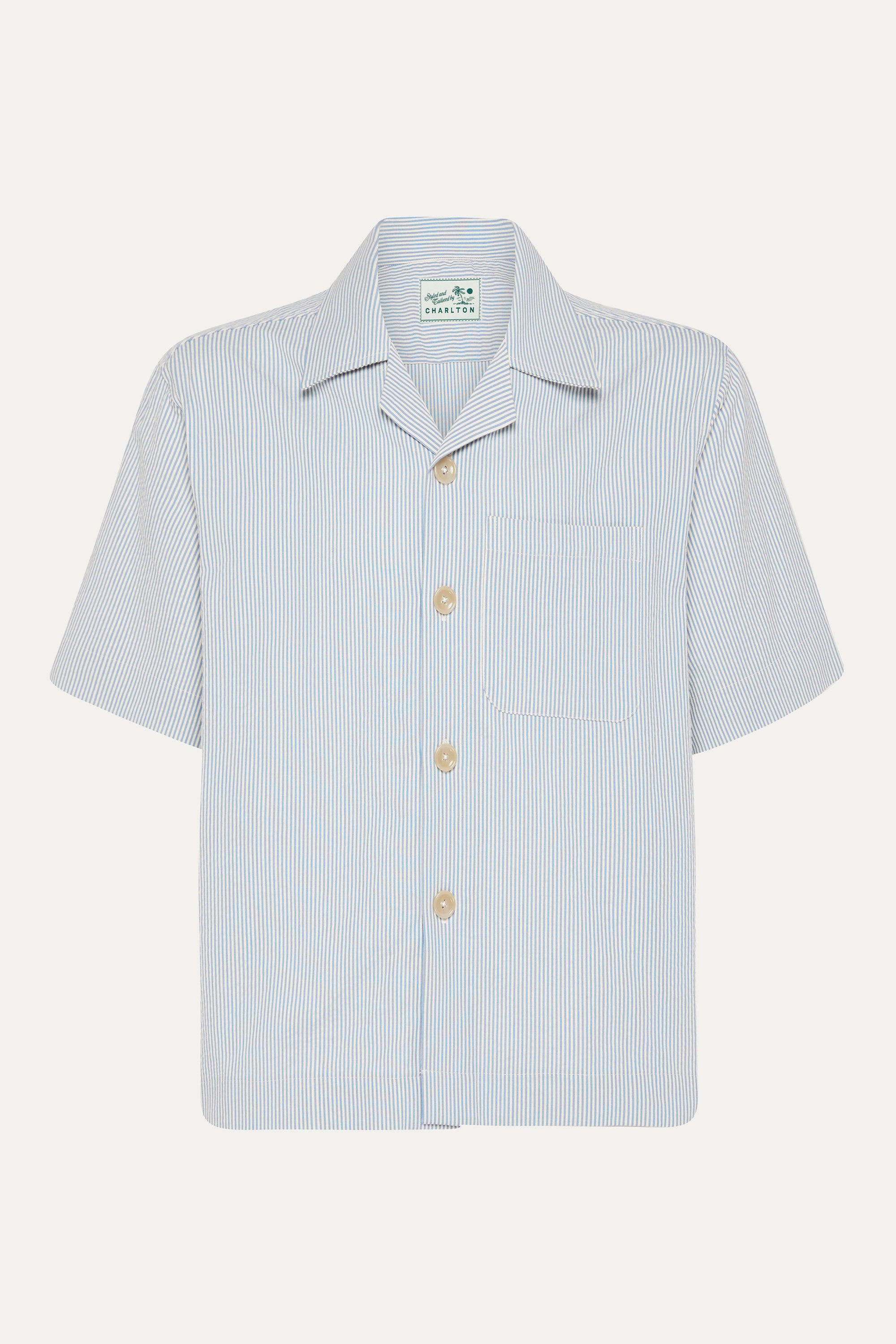 S/S Shirt in 'Powder Blue' Japanese Seersucker