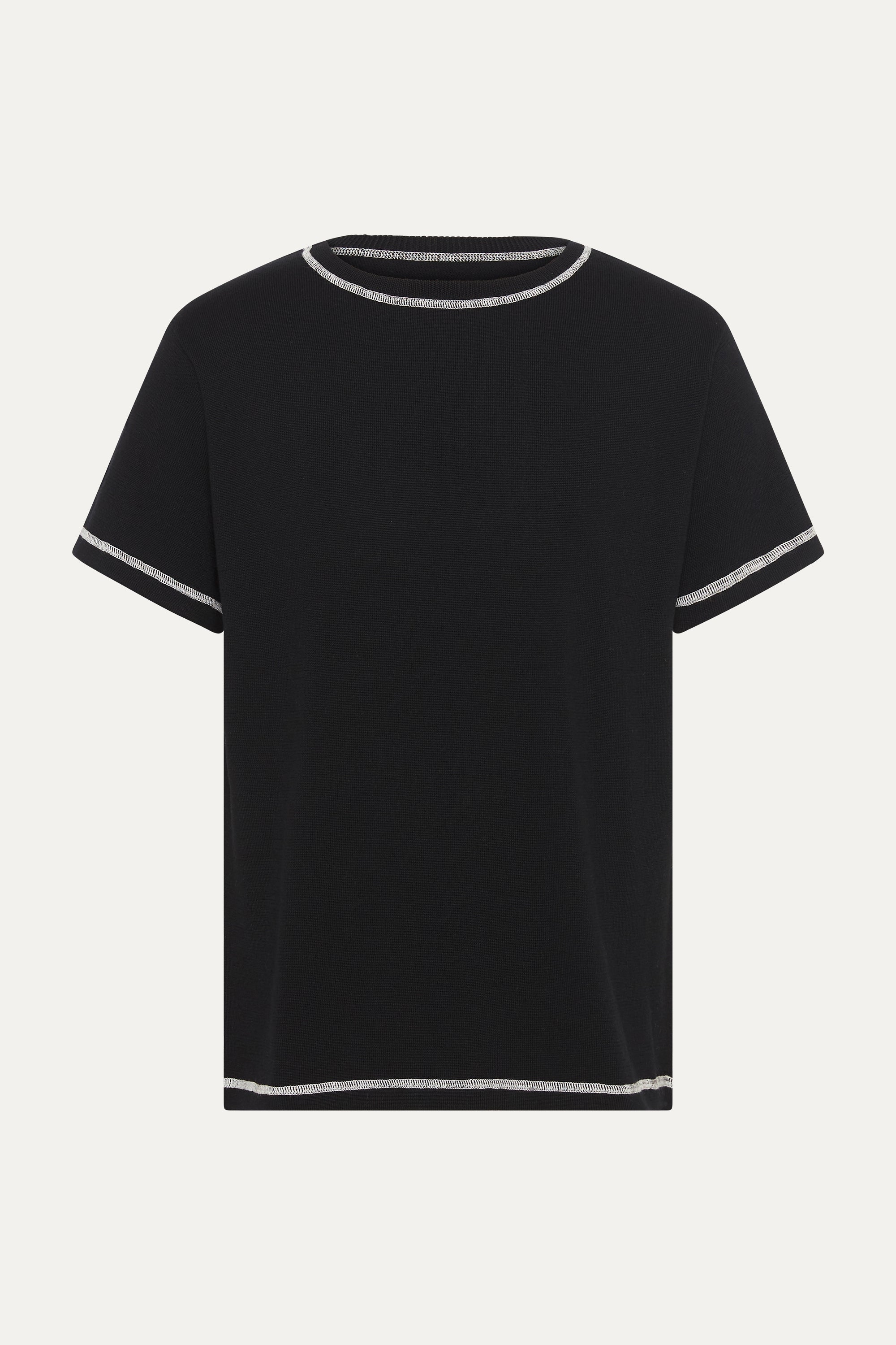 S/S T-Shirt In Midnight Black Merino Wool
