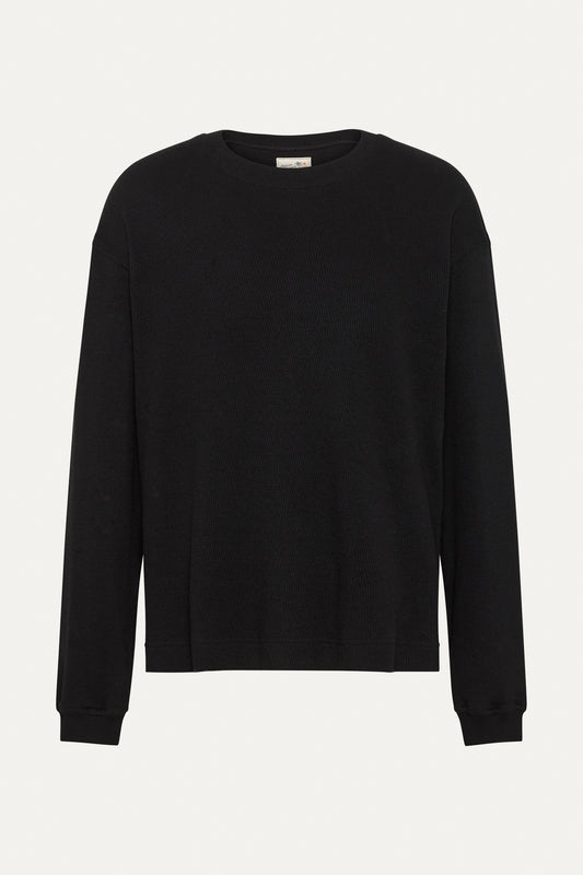 Japanese Cotton Waffle L/S Noir