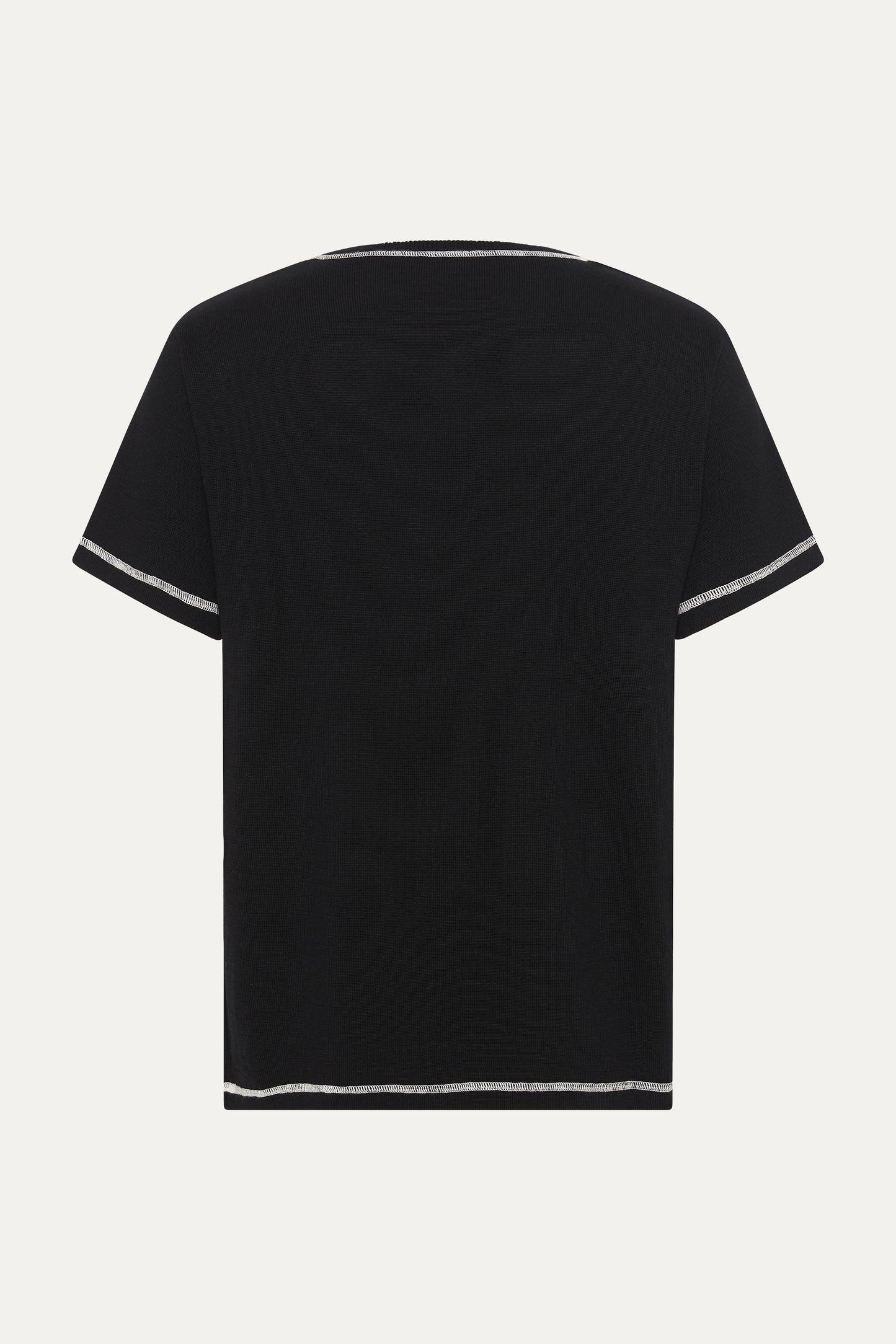 Merino Wool Midnight Black Contrast T-Shirt
