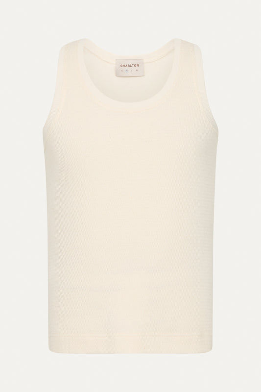 Japanese Cotton Waffle Singlet Creme