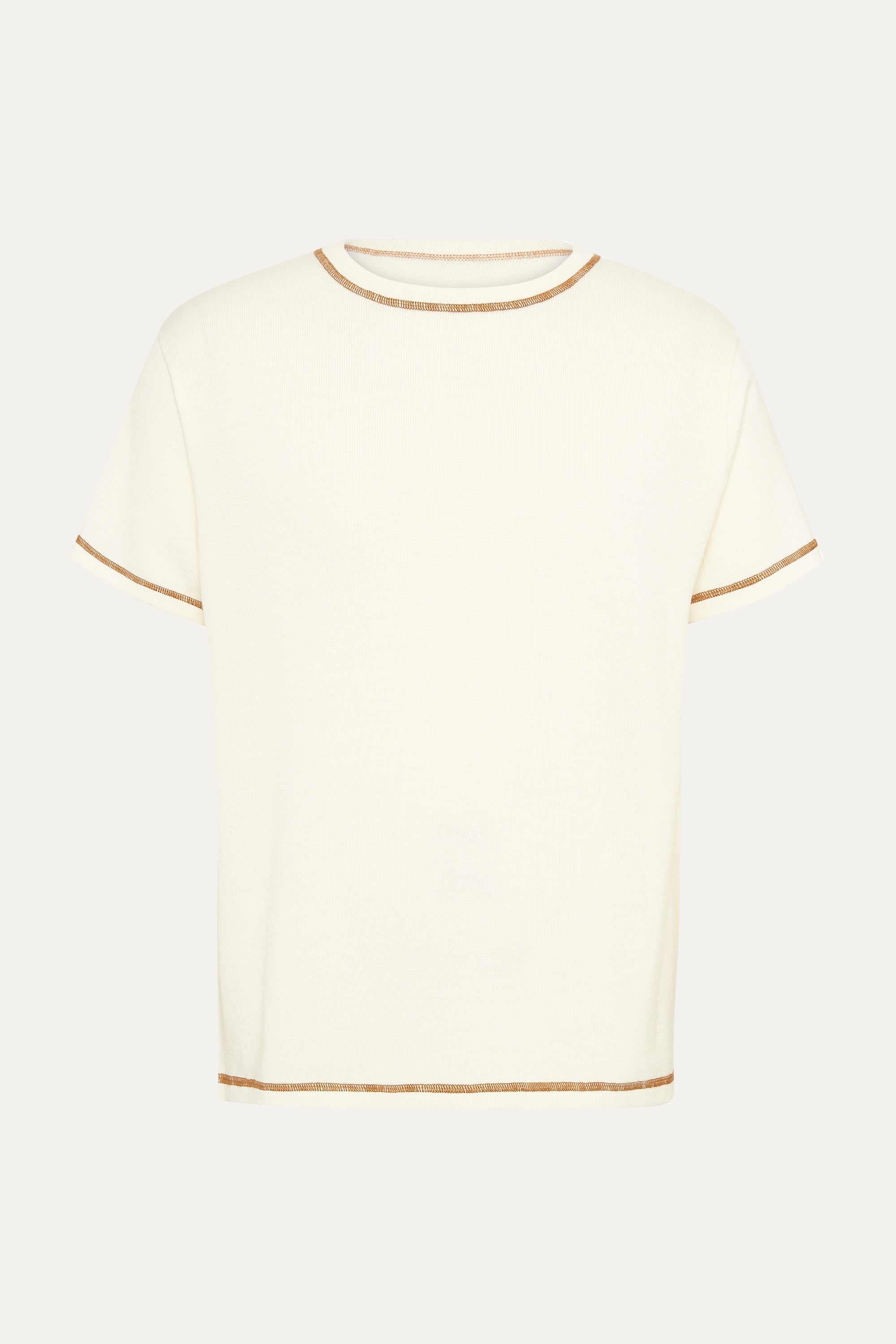 S/S T-Shirt In Creme Merino Wool
