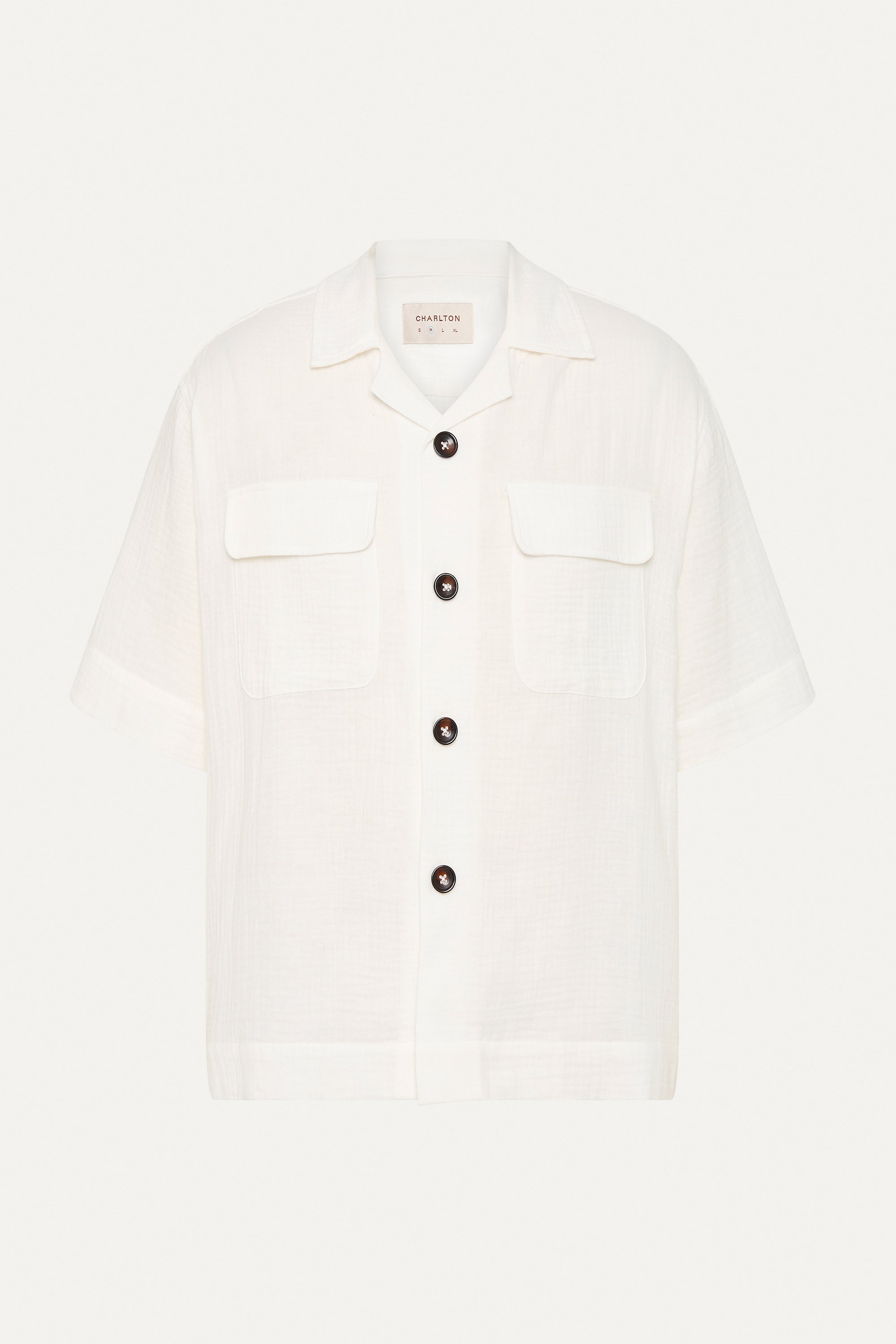 Double Pocket Wave Shirt in Cream Cotton
